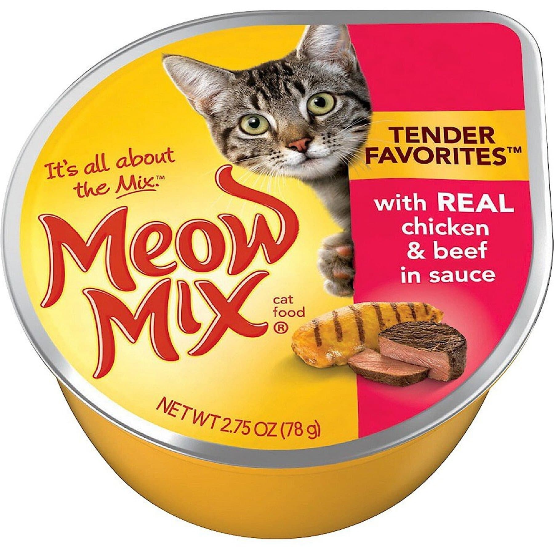 Meow Mix Tender Favorites with Real Chicken & Beef in Sauce Cat Food Trays, 2.75-oz — view 2