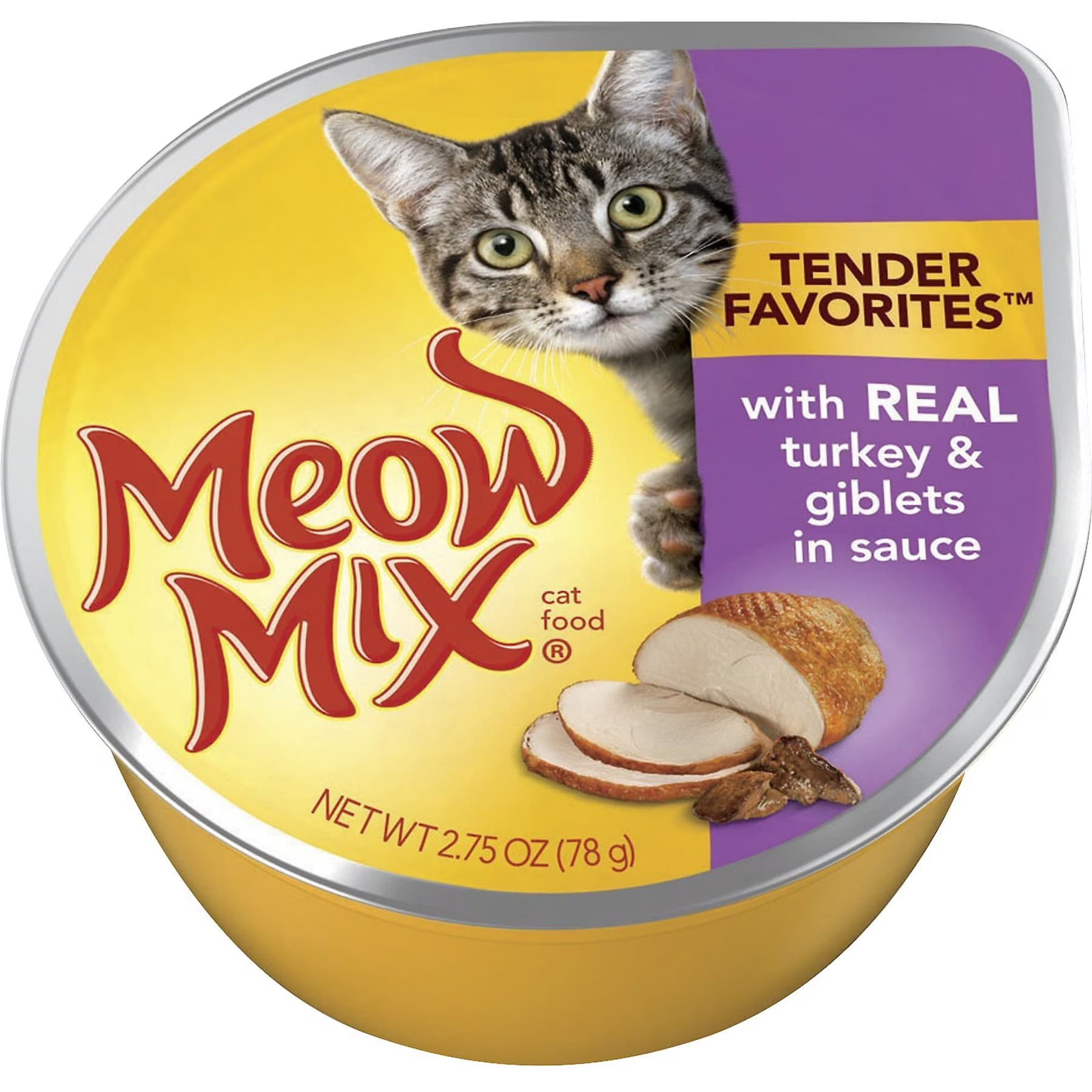 Meow Mix Meow Mix Tender Favorites with Real Turkey & Giblets in Sauce Cat Food Trays, 2.75-oz
