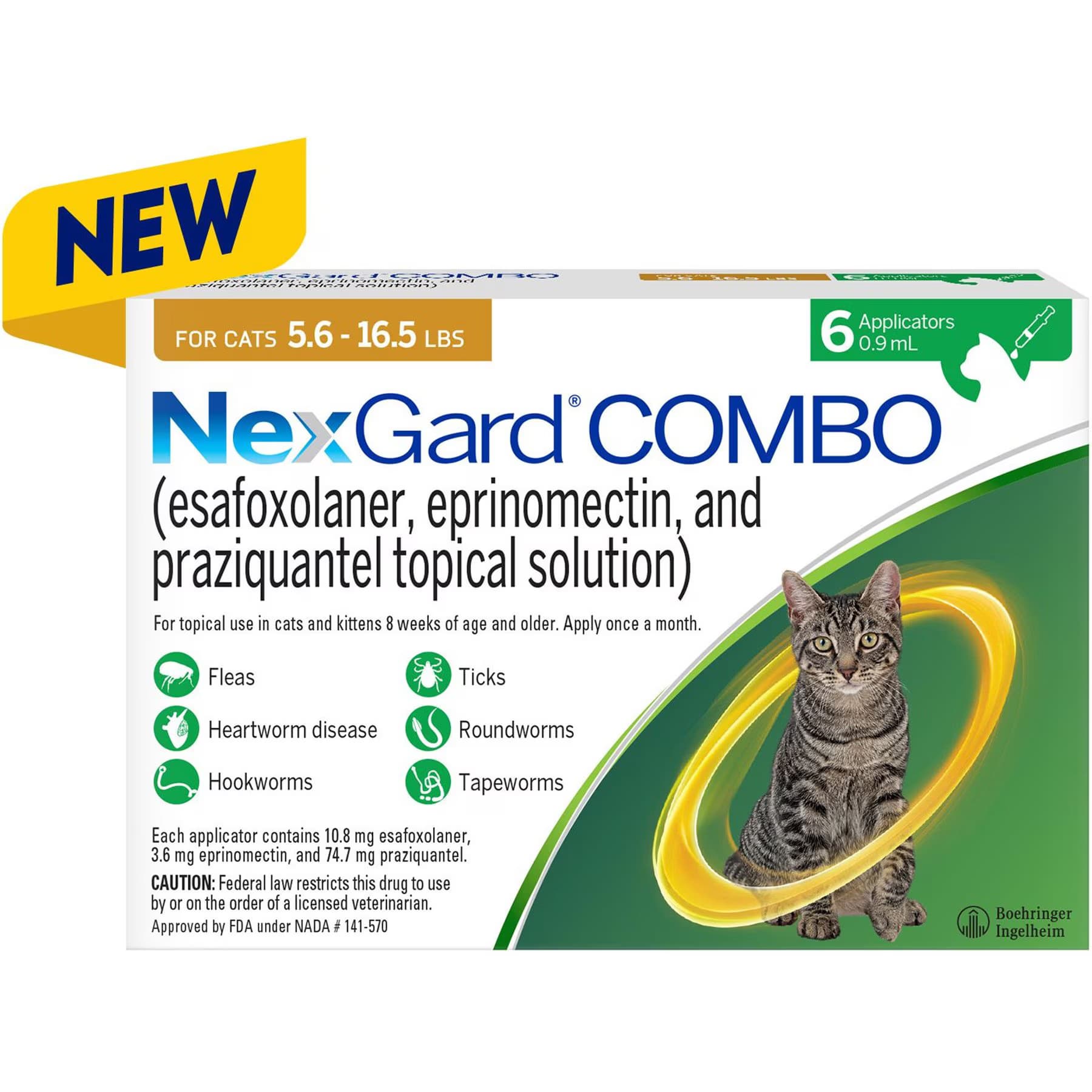 NexGard COMBO NexGard COMBO Topical for Cats, 5.6-16.5 lbs. (Yellow Box), 12 Doses (12-mos. supply)