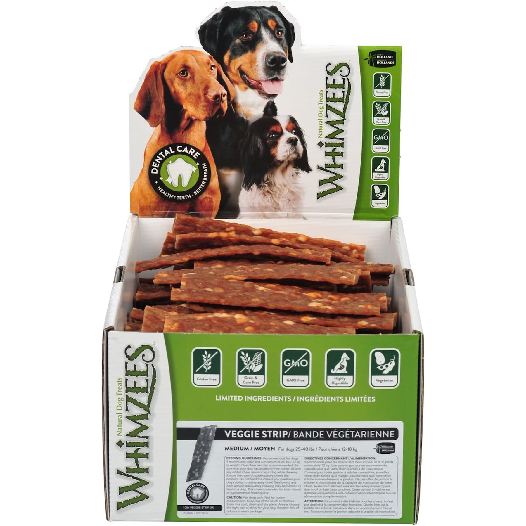 WHIMZEES by Wellness Veggie Strip Dental Chews Natural Grain-Free Dental Dog Treats, Medium — view 2
