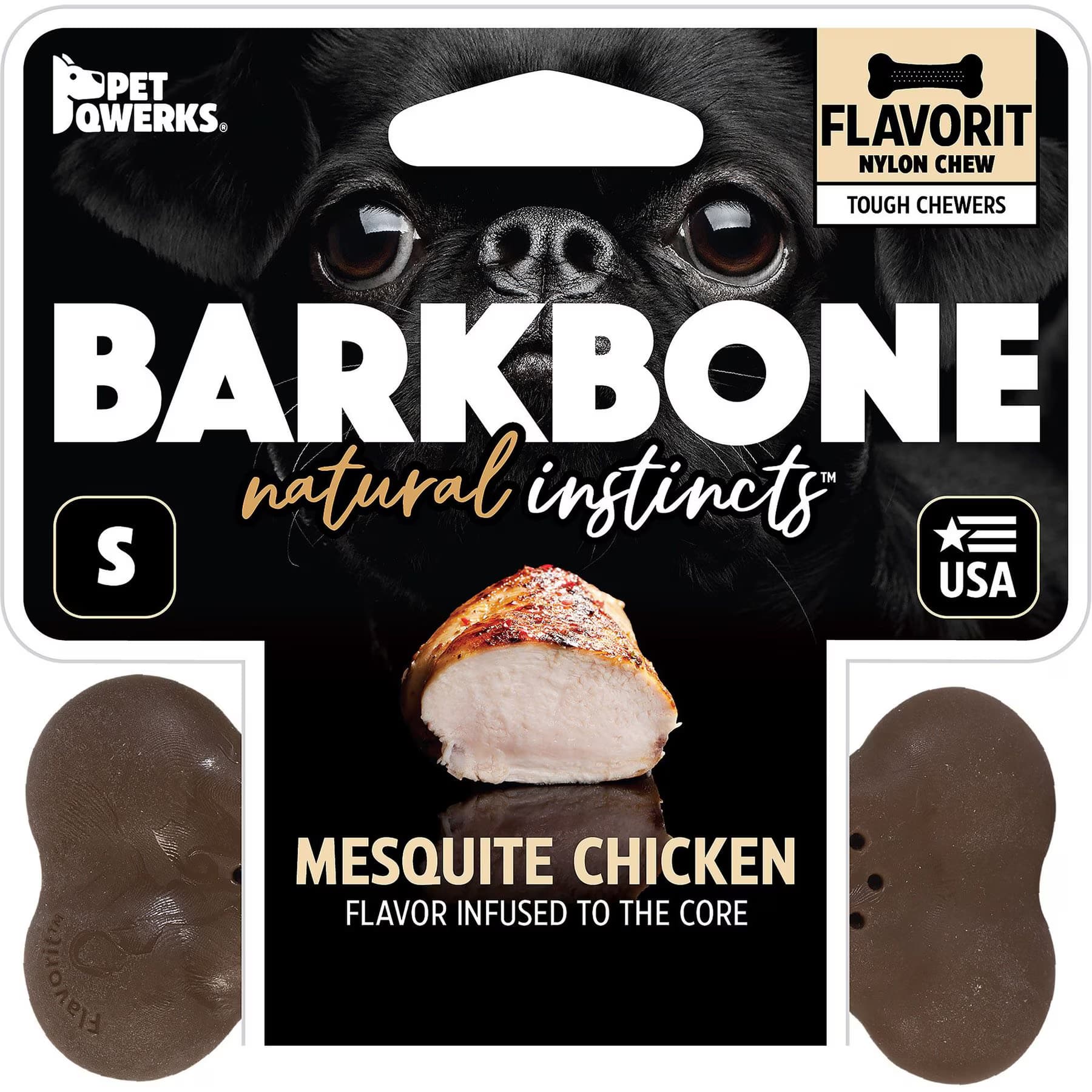 Pet Qwerks Pet Qwerks Barkbone Mesquite Chicken Flavor Tough Dog Chew Toy, Medium
