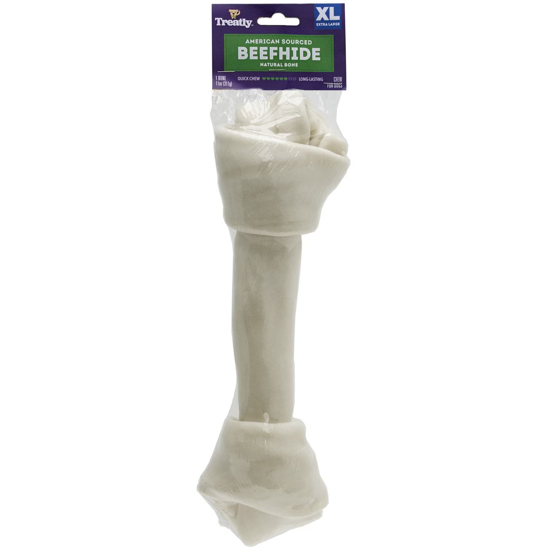 Treatly Treatly American Sourced Beefhide Bones 12 to 13-in Natural Flavor Dog Chews