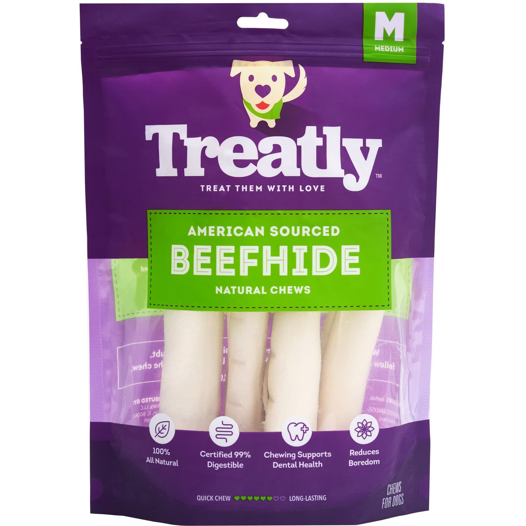 Treatly Treatly American Sourced Beefhide Rolls 6 to 7-in Natural Flavor Dog Chews