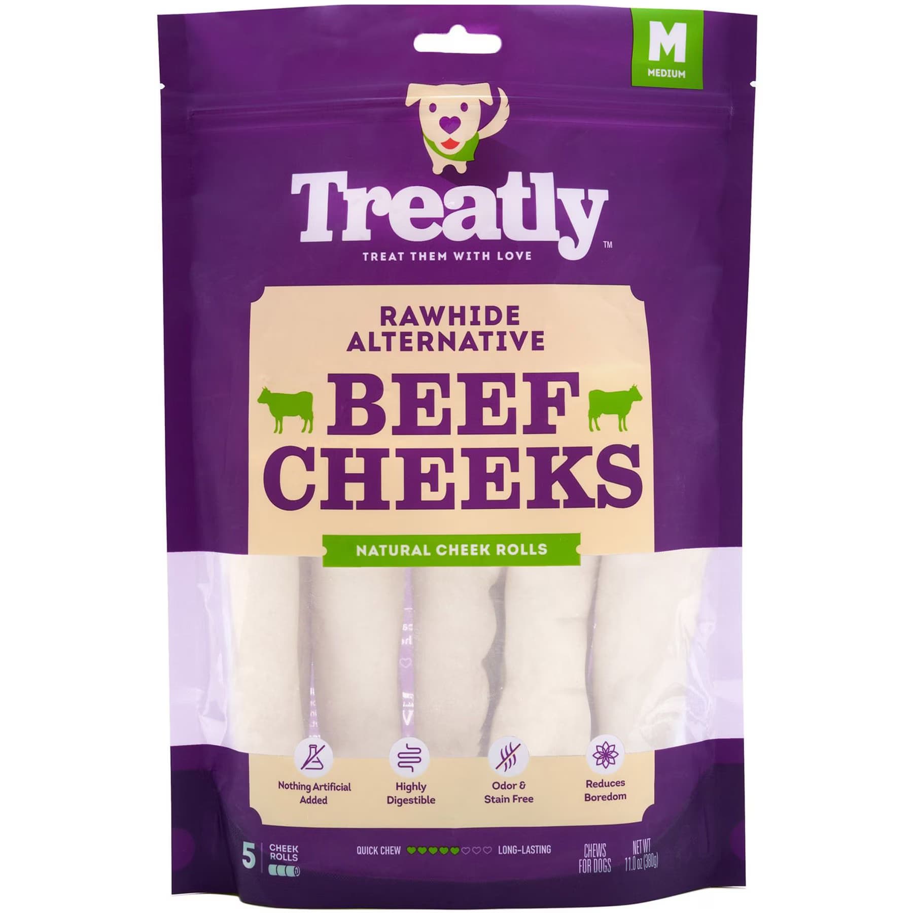 Treatly Treatly Cowcheek Rolls 6-in Natural Flavor Dog Chews
