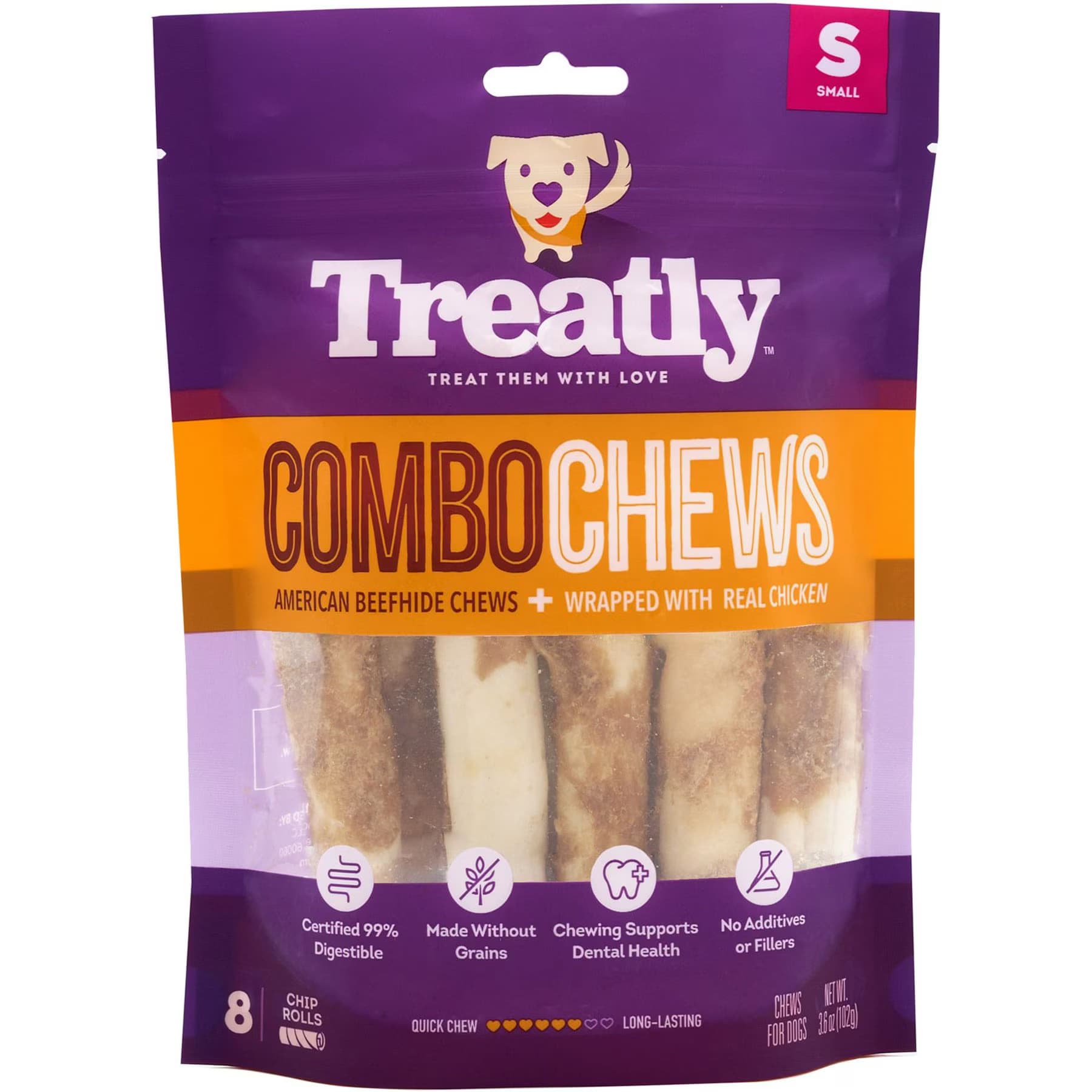 Treatly Treatly Combo Beefhide Chip Rolls 5-in with Chicken Meat Wrap Dog Chews