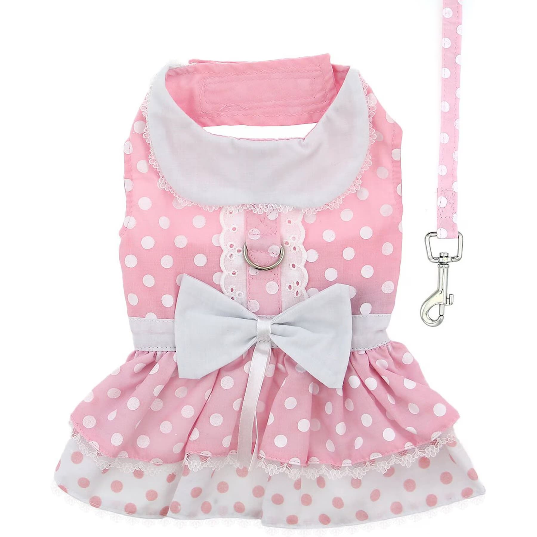 Doggie Design Doggie Design Polka Dot & Lace Dog Dress Set with Matching Leash, X-Small