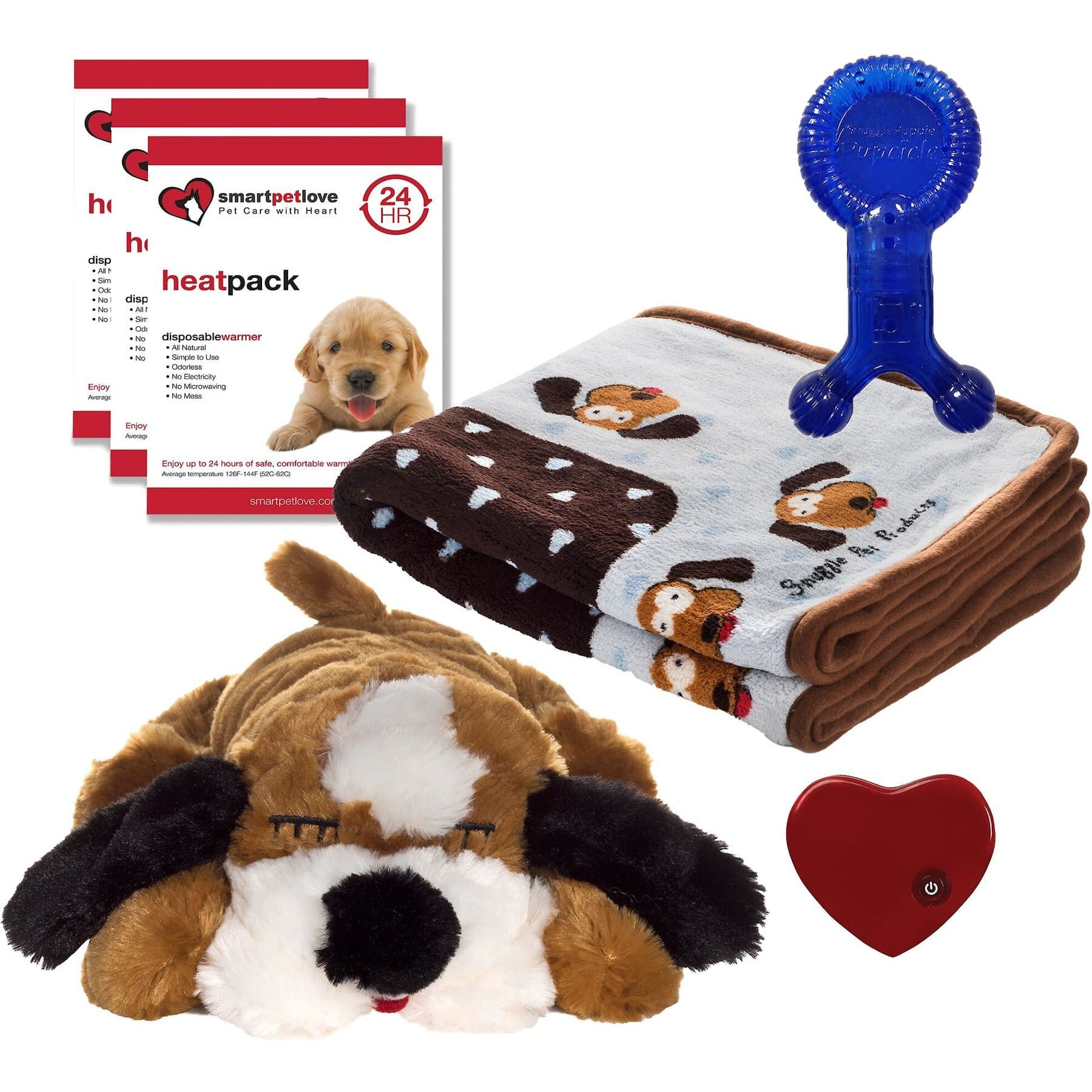 Snuggle Puppy Smart Pet Love Snuggle Puppy New Puppy Starter Kit, Brown & White