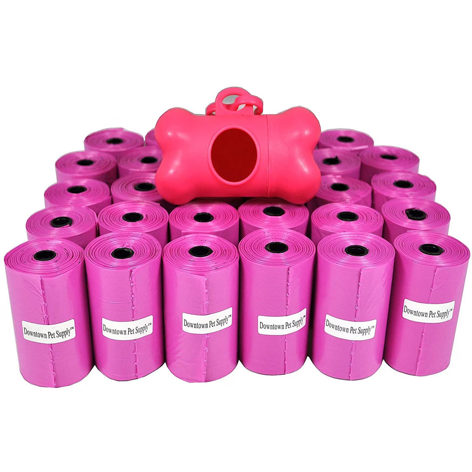 Downtown Pet Supply Downtown Pet Supply Dog Poop Bags & Dispenser, Pink, 500 bags