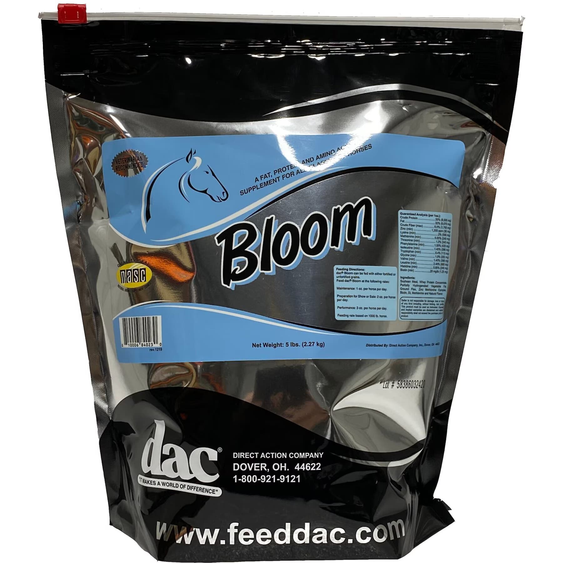 DAC DAC Bloom Coat Care & Weight Gain Powder Horse Supplement, 5-lb bucket