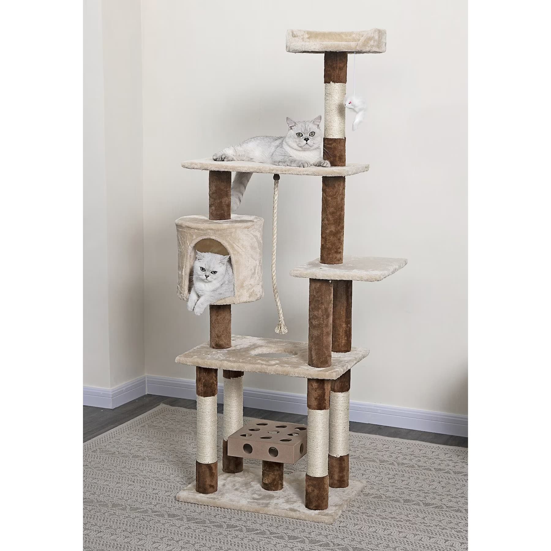 Go Pet Club Go Pet Club 67-in IQ Busy Box Cat Tree Condo, Beige