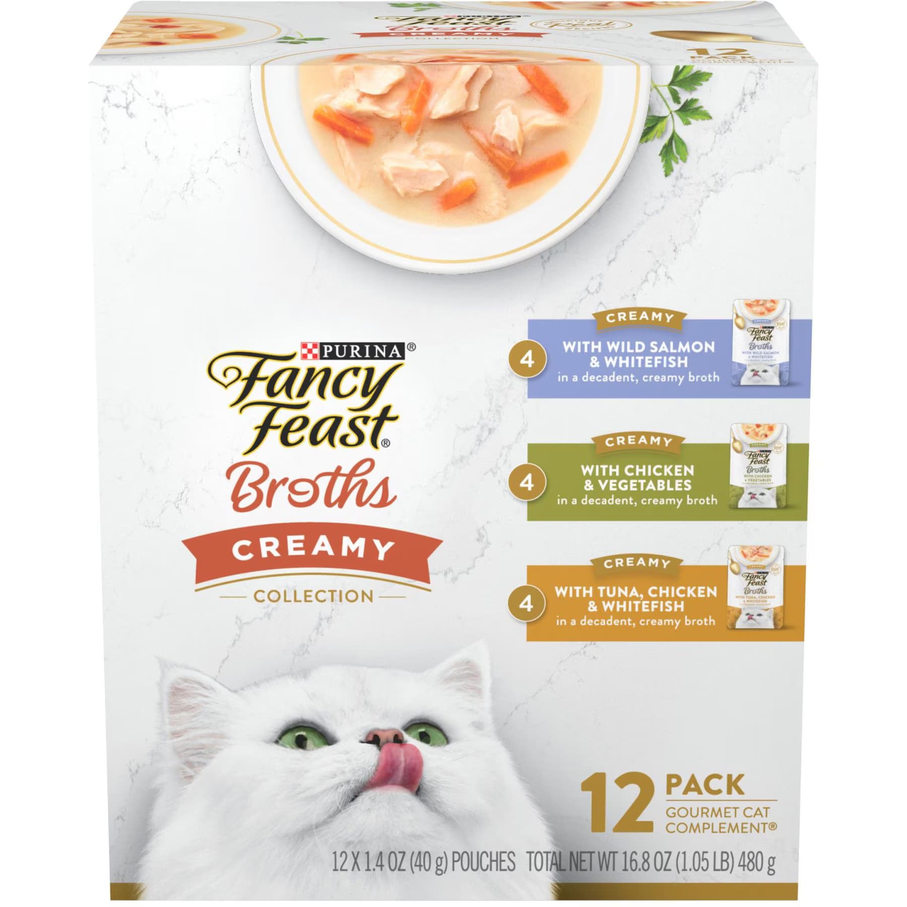 Fancy Feast Purina Fancy Feast Lickable Broth Topper Complement Creamy Variety Pack Wet Cat Food Topper