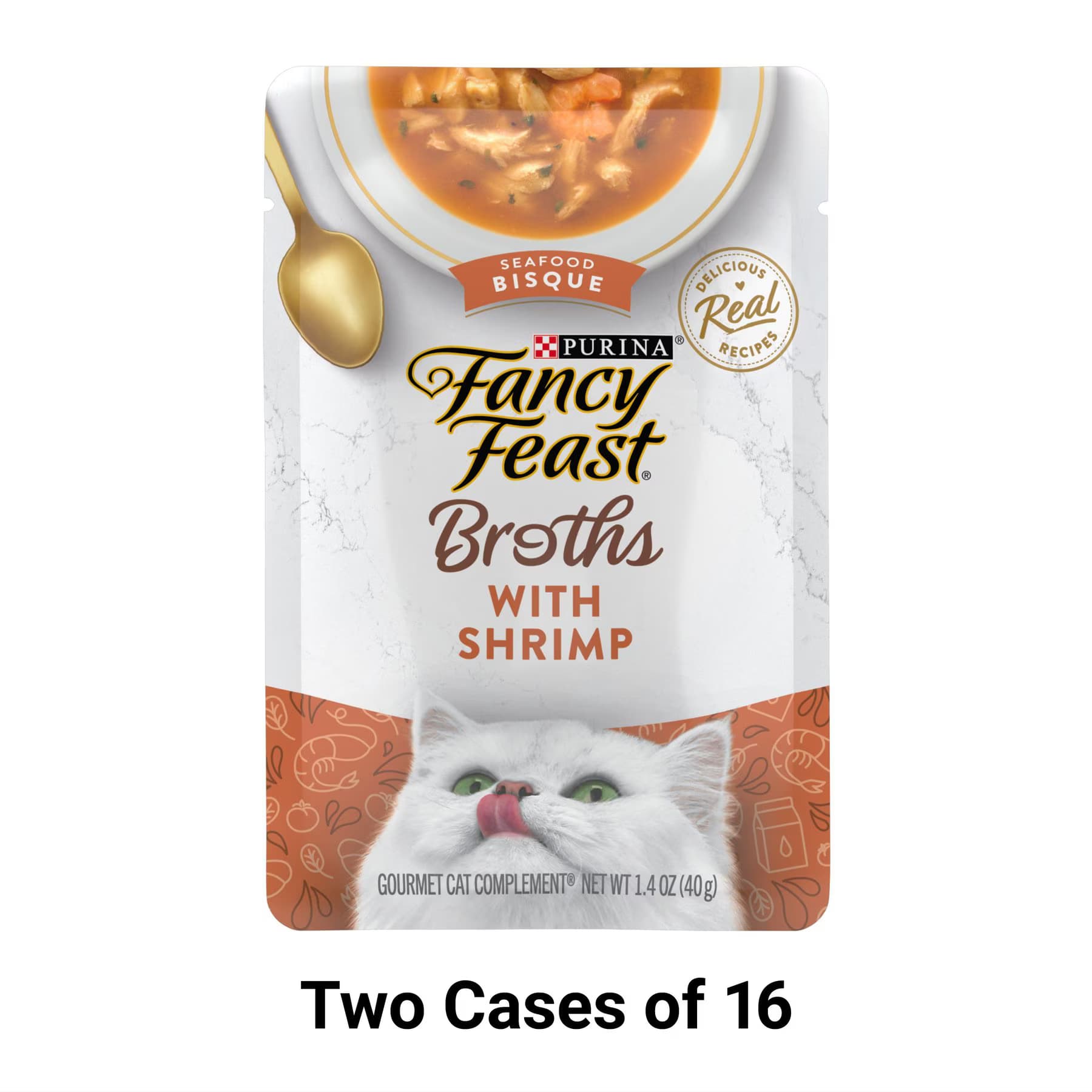 Fancy Feast Fancy Feast Broths Seafood Bisque with Shrimp Grain-Free Cat Food Topper, 1.4-oz