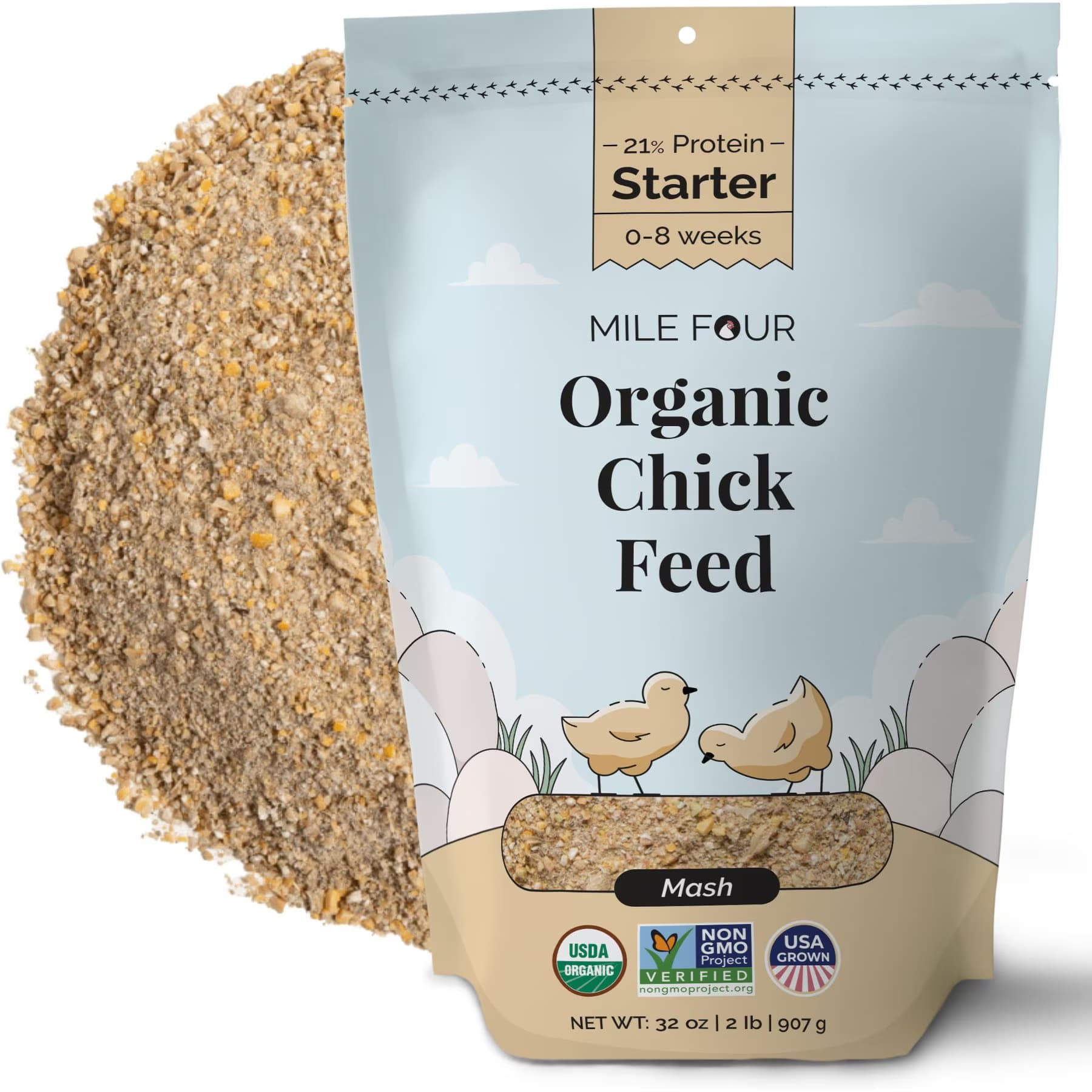 Mile Four x-Mile Four Organic 21% Protein Mash Starter Chicken & Duck Feed