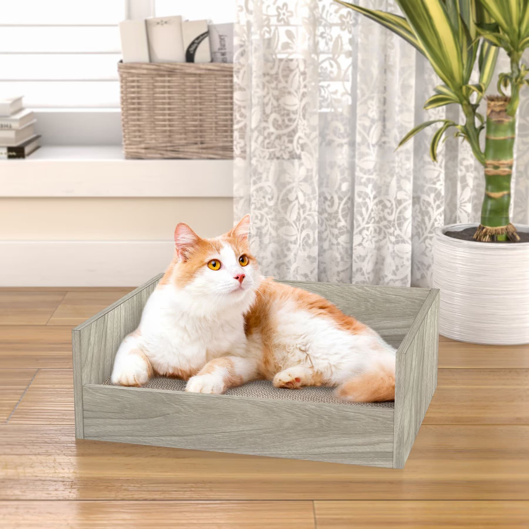 Way Basics Way Basics Eco zBoard Bed Deluxe Cat Scratcher, Aspen Grey, Medium