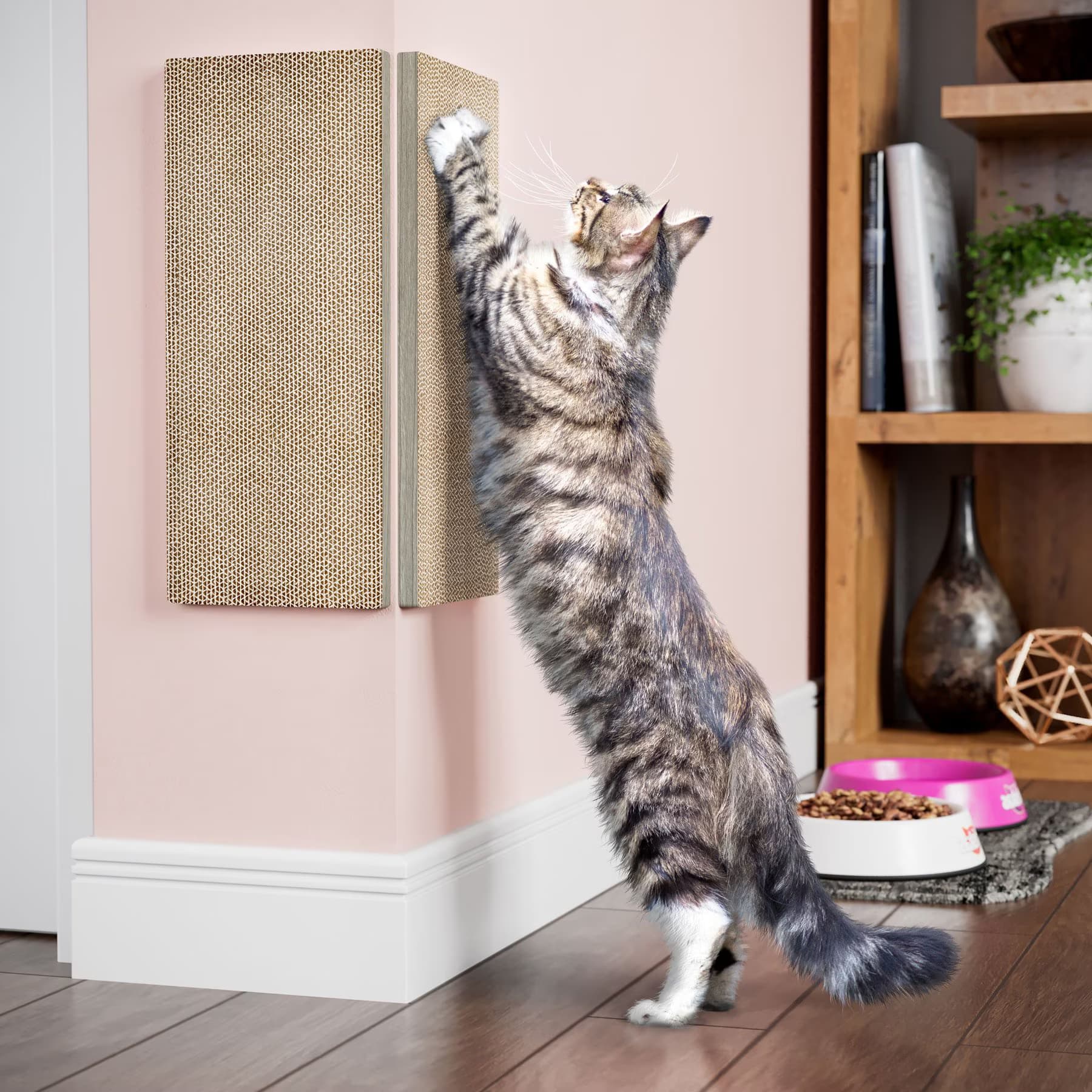 Way Basics Way Basics Eco zBoard Corner Wall Cat Scratching Pad, Aspen Grey, Medium
