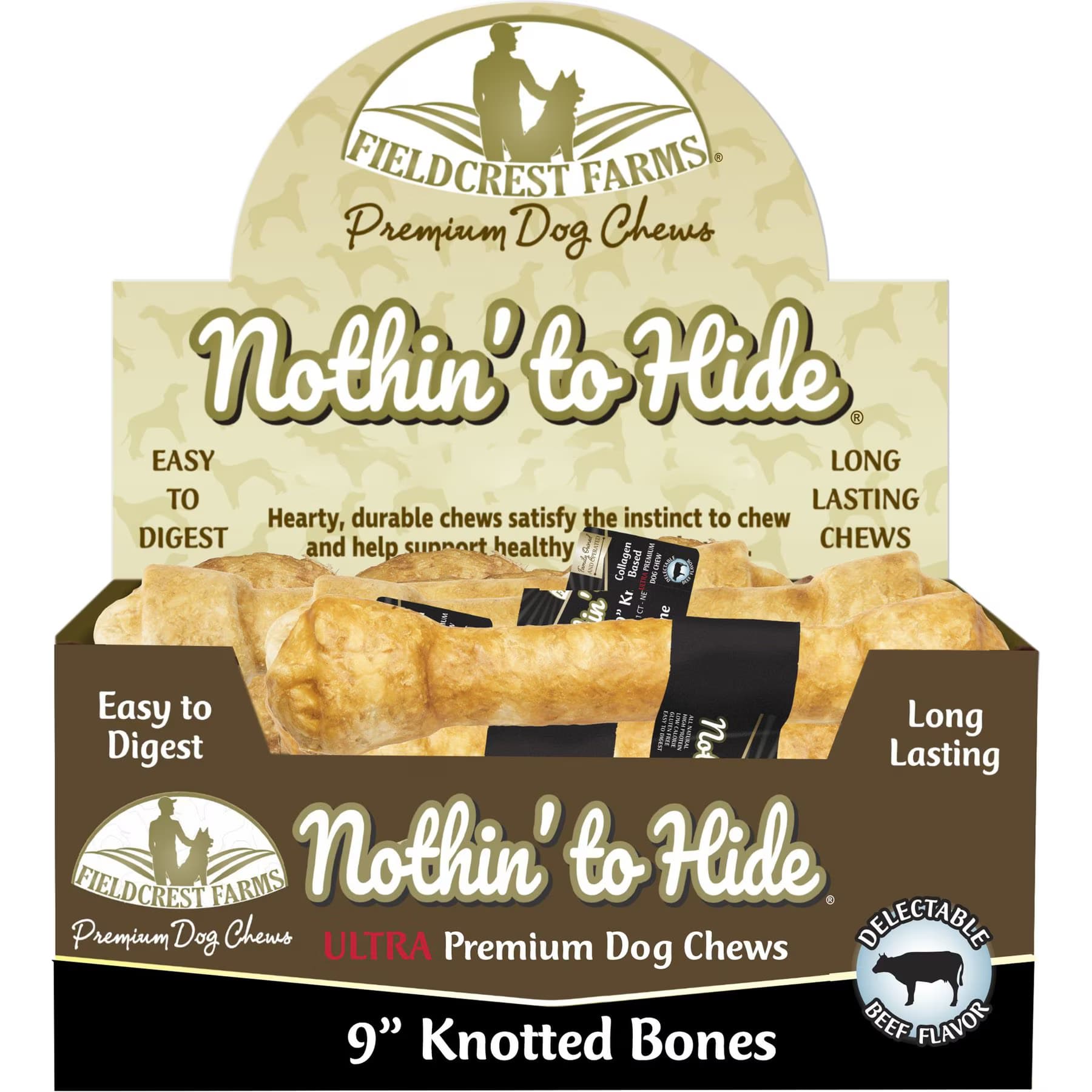 Fieldcrest Farms Fieldcrest Farms Nothin’ to Hide Ultra Knotted Beef 9-in Dog Chew