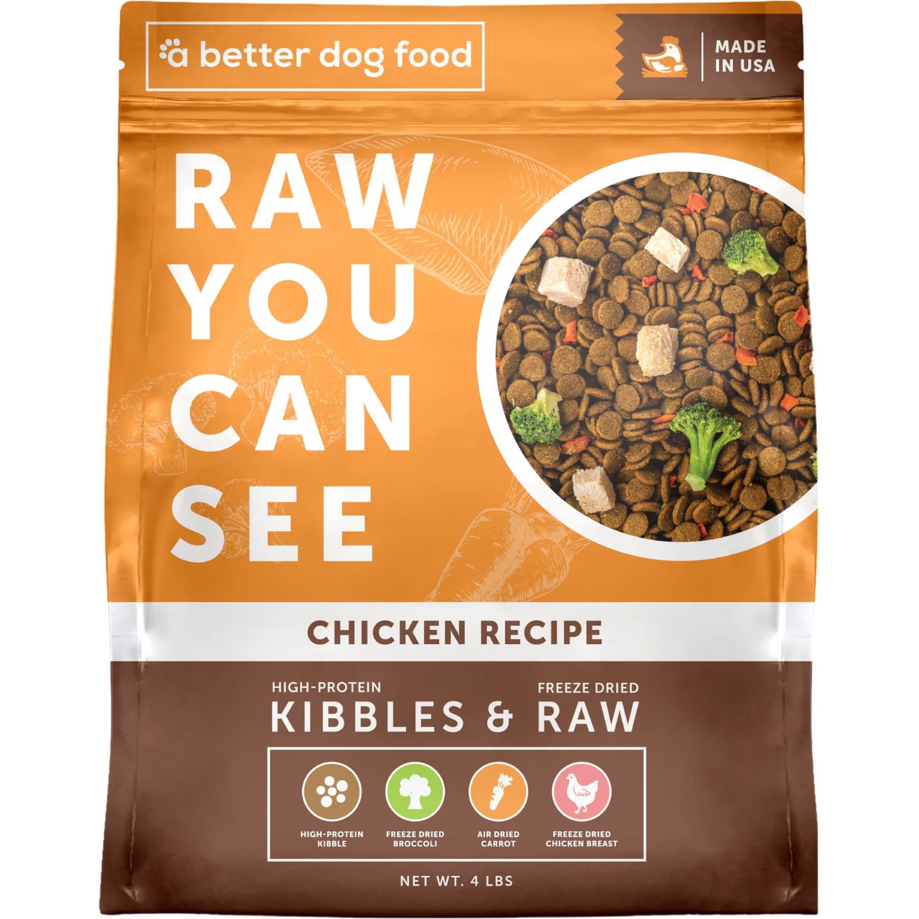 A Better Treat Raw You Can See Chicken Recipe High-Protein Kibble & Raw Freeze-Dried Dog Food — view 3