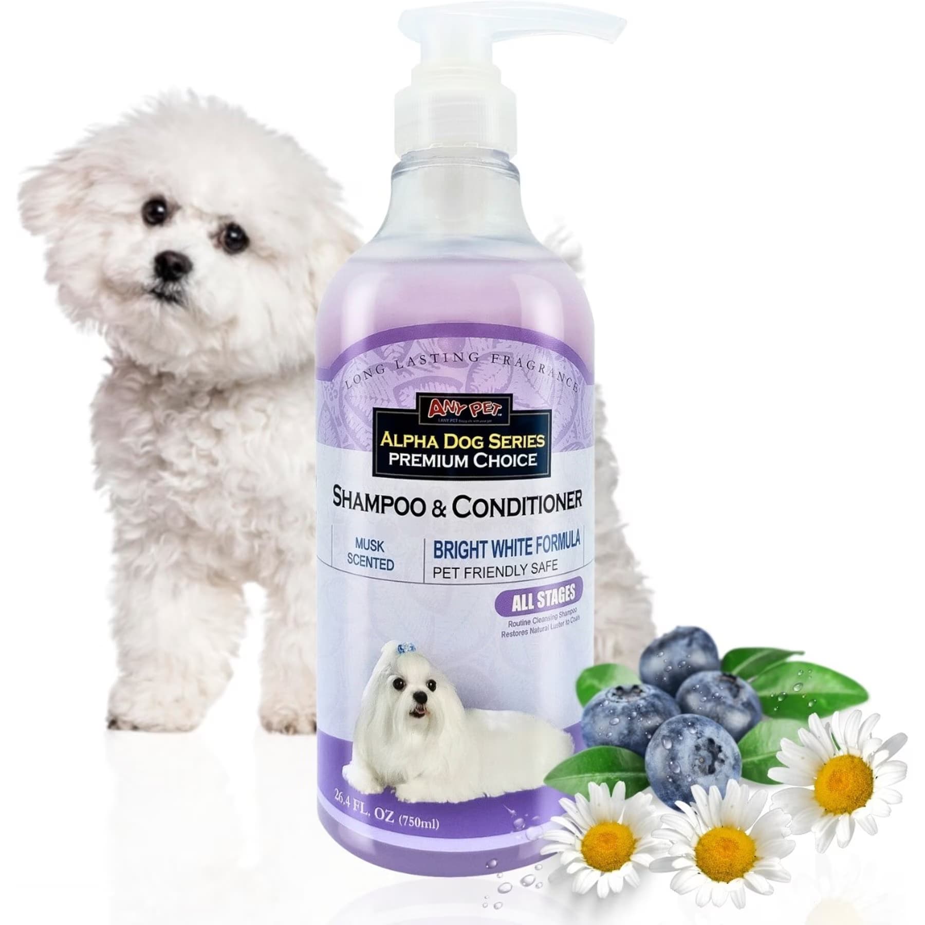 Alpha Dog Series Alpha Dog Series 2-in-1 Bright White Formula Scent Dog Shampoo & Conditioner, 26.4-fl oz bottle
