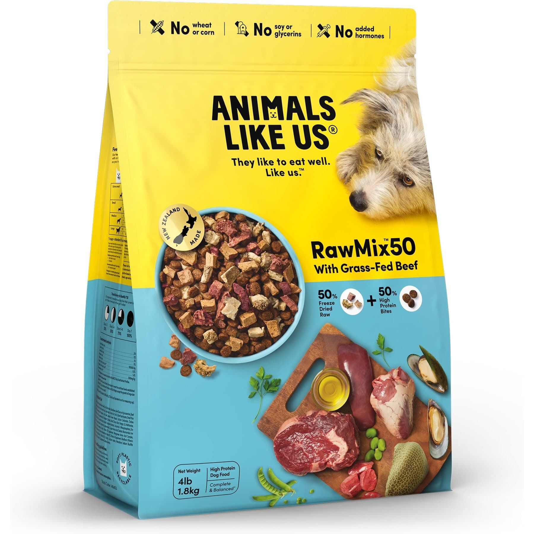 Animals Like Us RawMix50 with Grass-Fed Beef Grain-Free Freeze-Dried Dog Food, 8-lb bundle — view 2