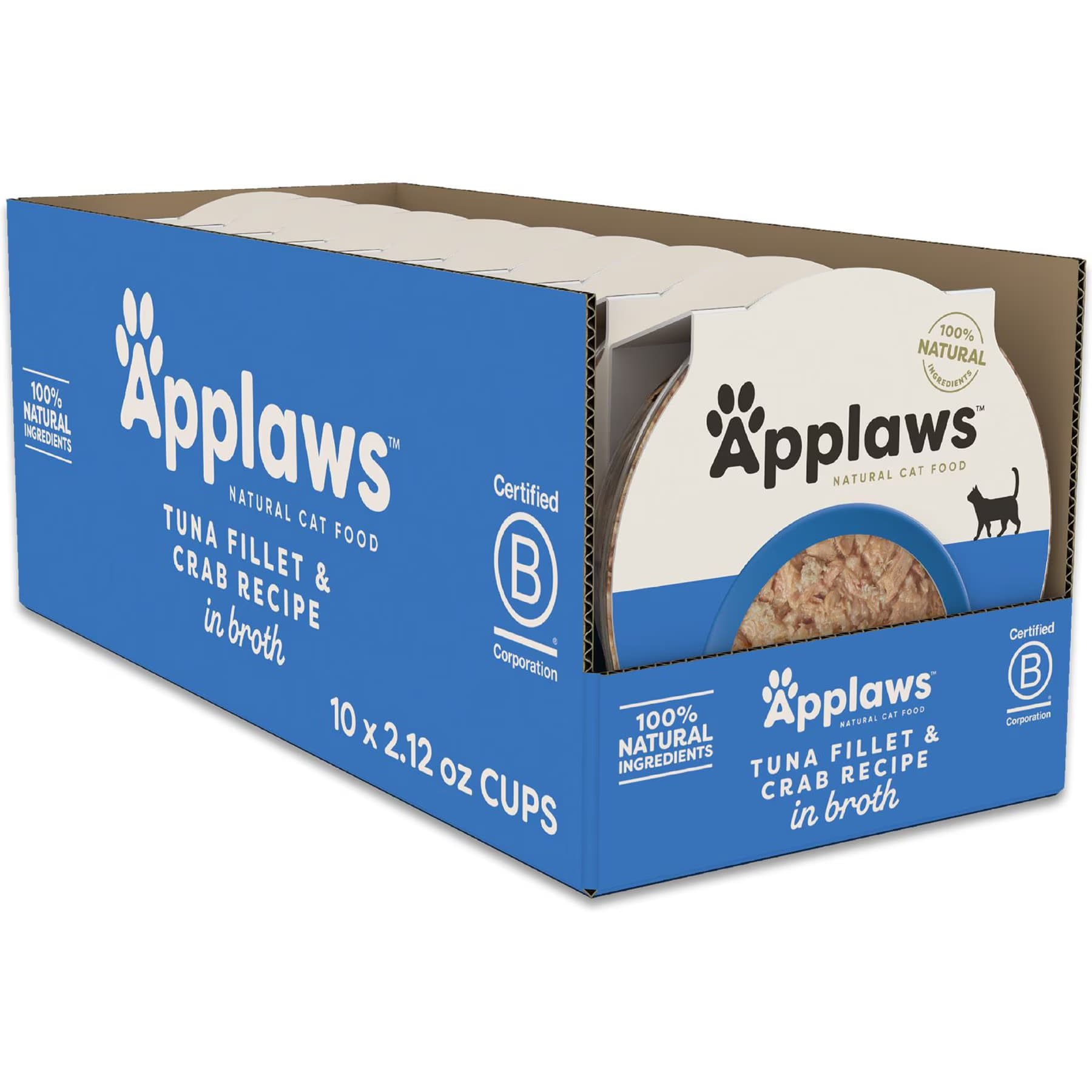 Applaws Applaws Tuna Fillet & Crab Recipe in Broth Tuna & Crab Wet Cat Food, 2.12-oz cup