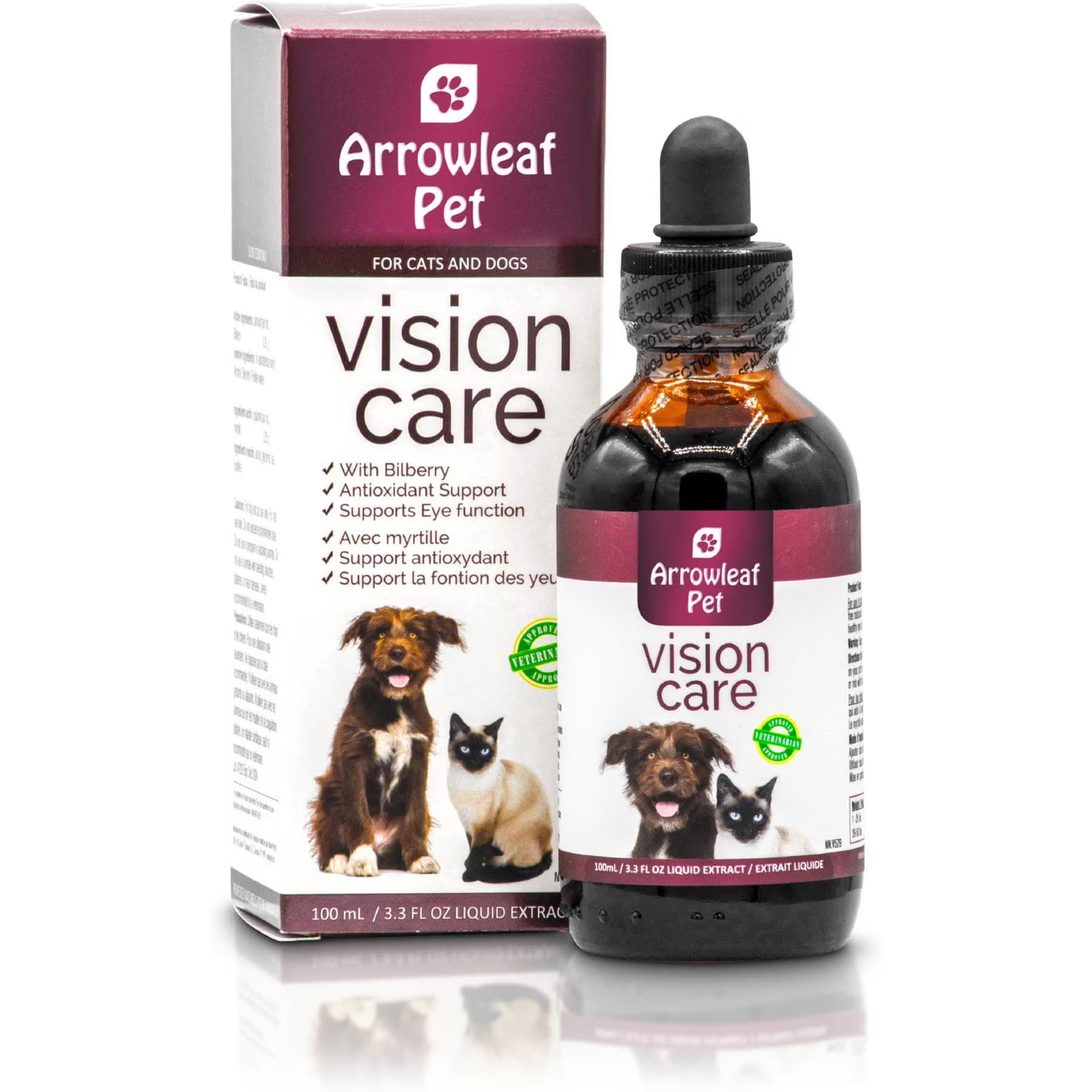Arrowleaf Pet Vision Care Bilberry Eye Support Liquid Supplement for Cats & Dogs, 100-ml bottle — view 2