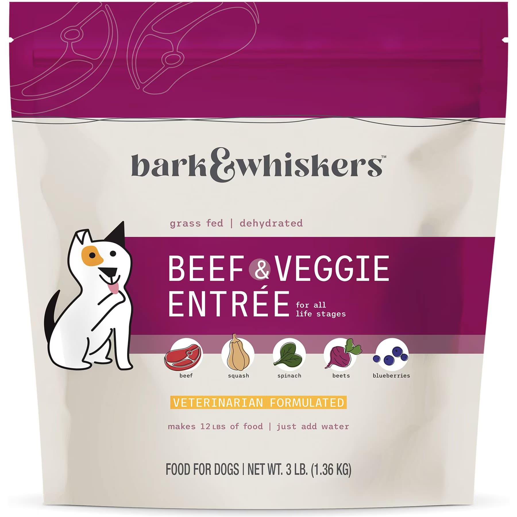 Bark and Whiskers Bark and Whiskers Healthy Pet Essentials Grass Fed Beef Entrée Grain-Free Dehydrated Raw Dog Food
