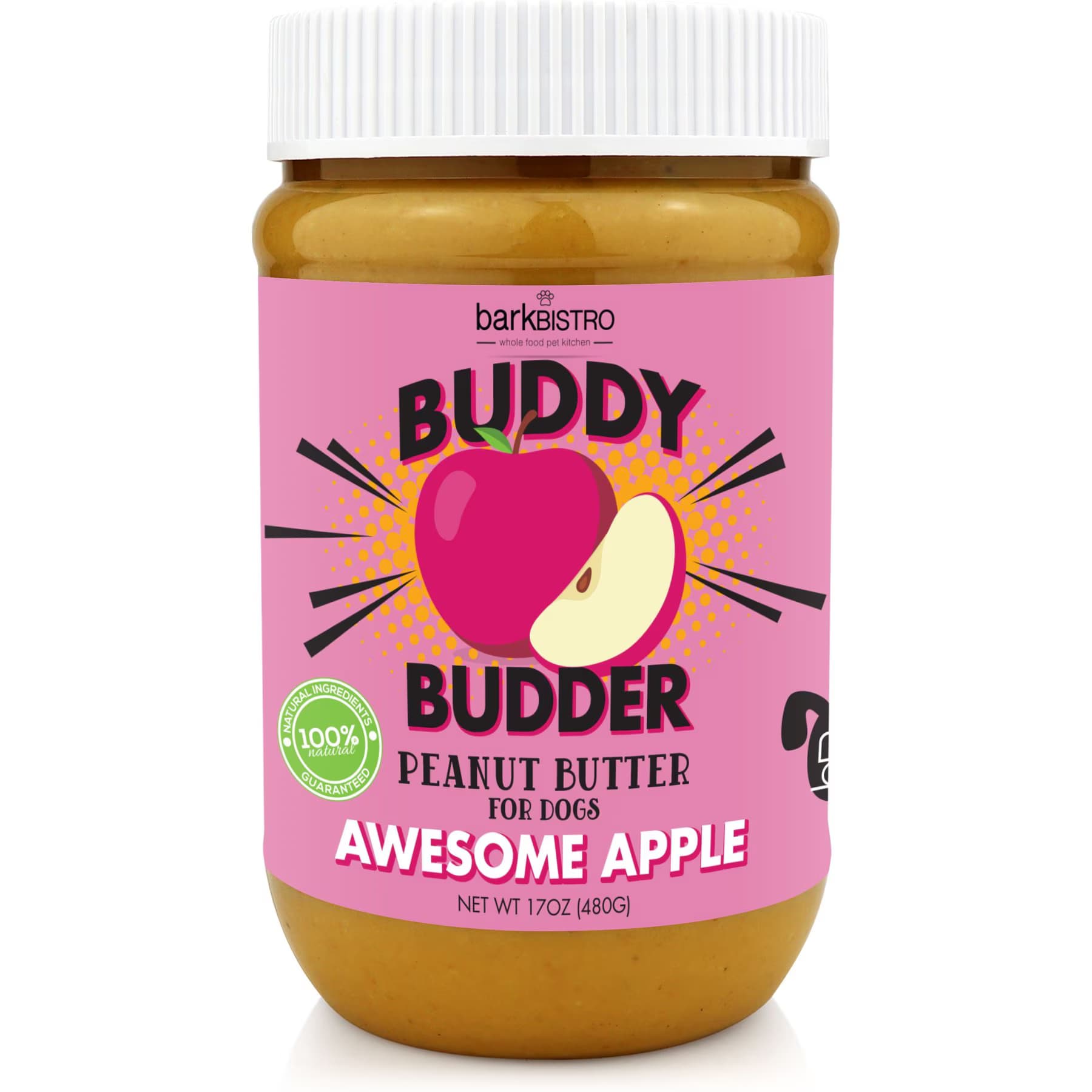 Bark Bistro Company Bark Bistro Company Buddy Budder Awesome Apple Peanut Butter Lickable Dog Treat, 17-oz jar