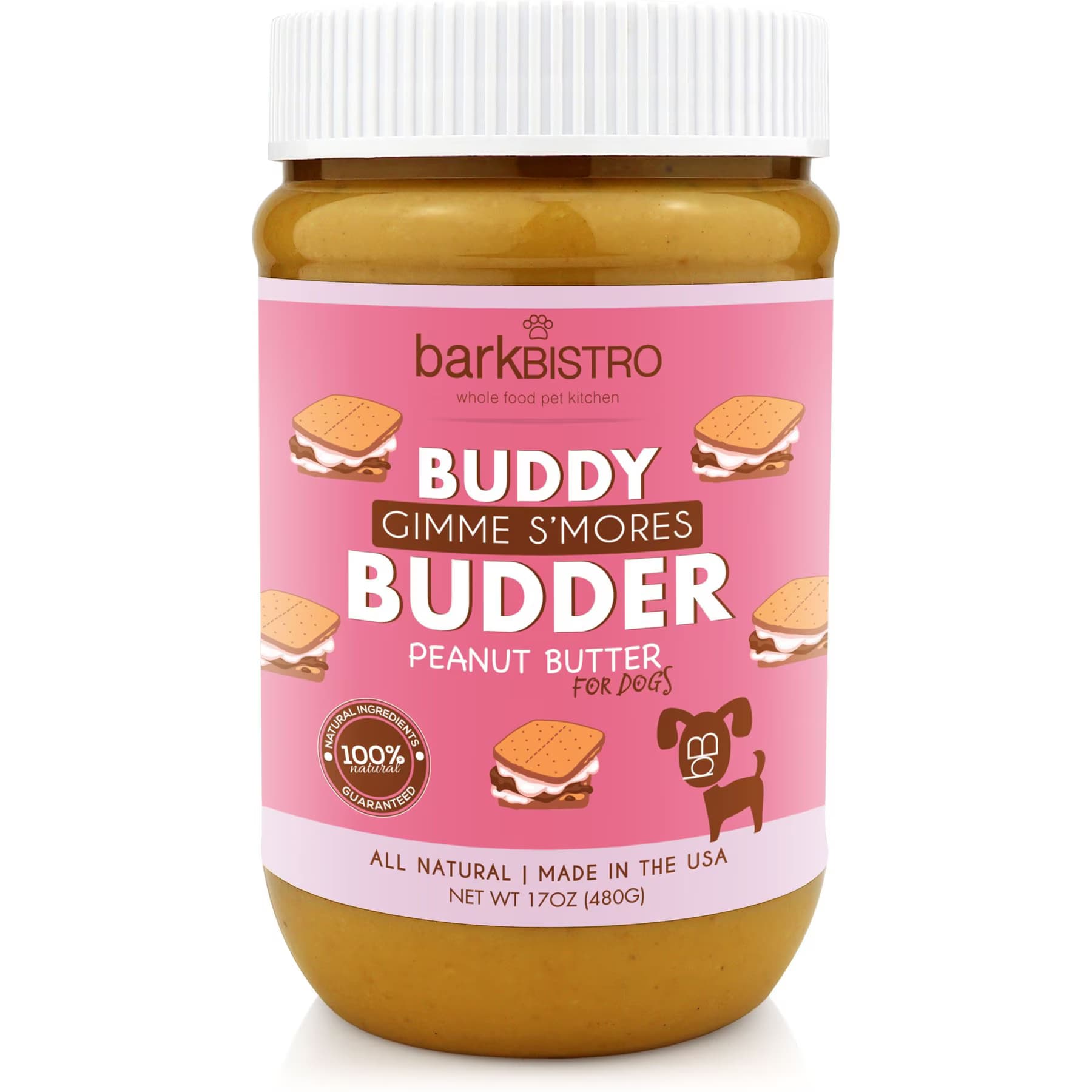 Bark Bistro Company Bark Bistro Company Gimme S’more Buddy Budder Dog Treat, 17-oz jar