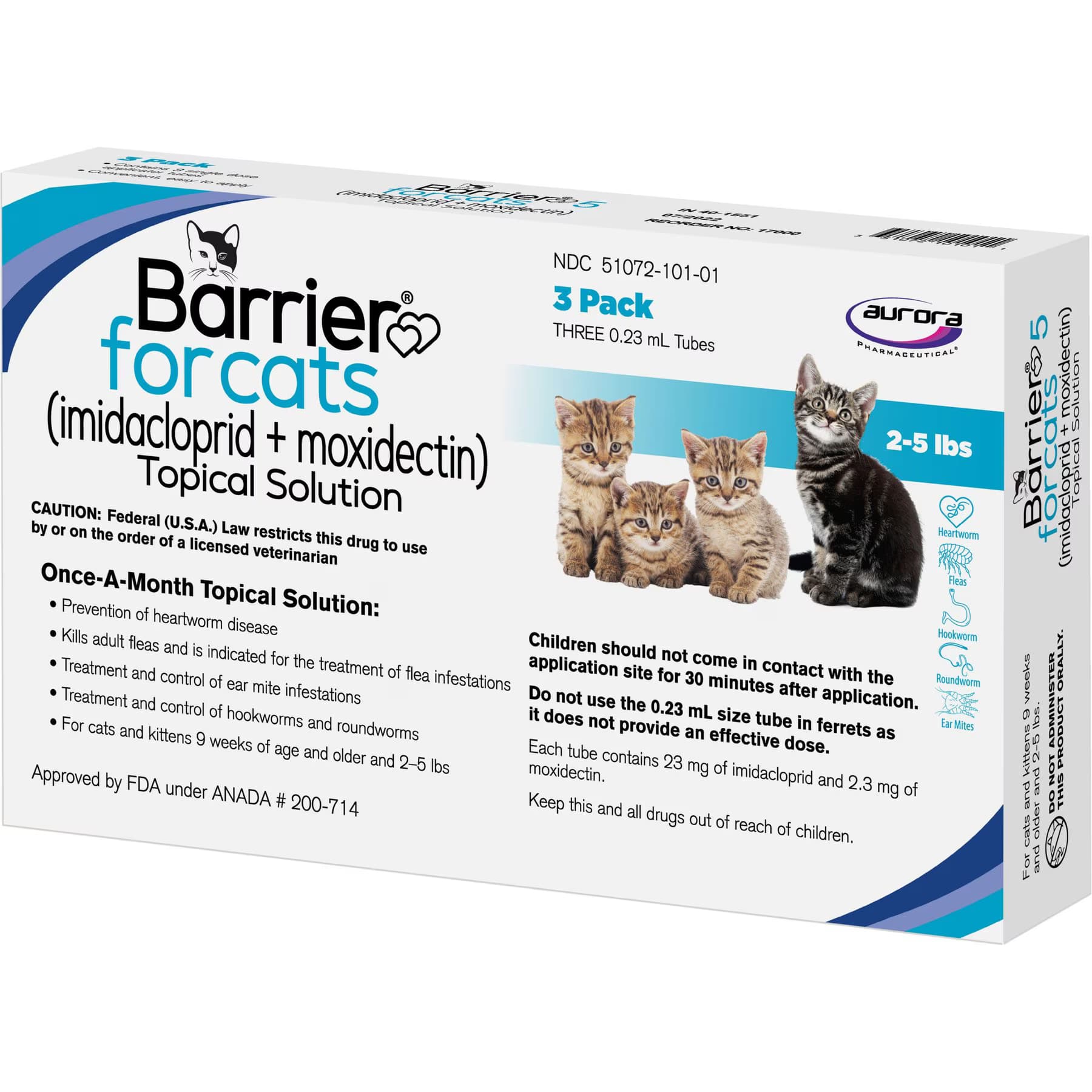 Barrier Barrier Topical Solution for Cats, 2-5 lbs, 3 Doses (3-mos. supply)