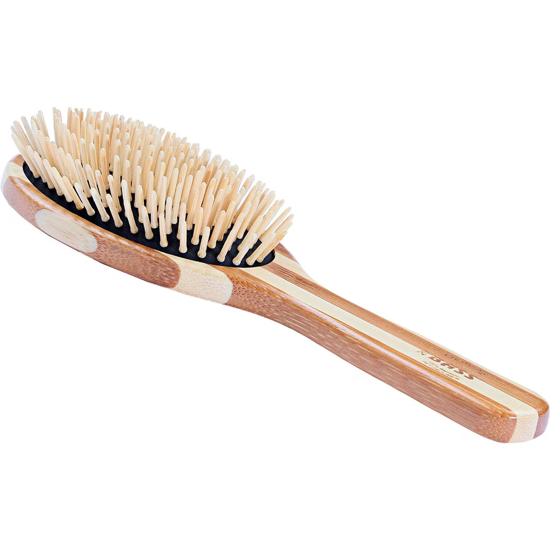 Bass Brushes Bass Brushes The Green Dog & Cat Oval Brush, Bamboo-Stiped Finish, Small, Large