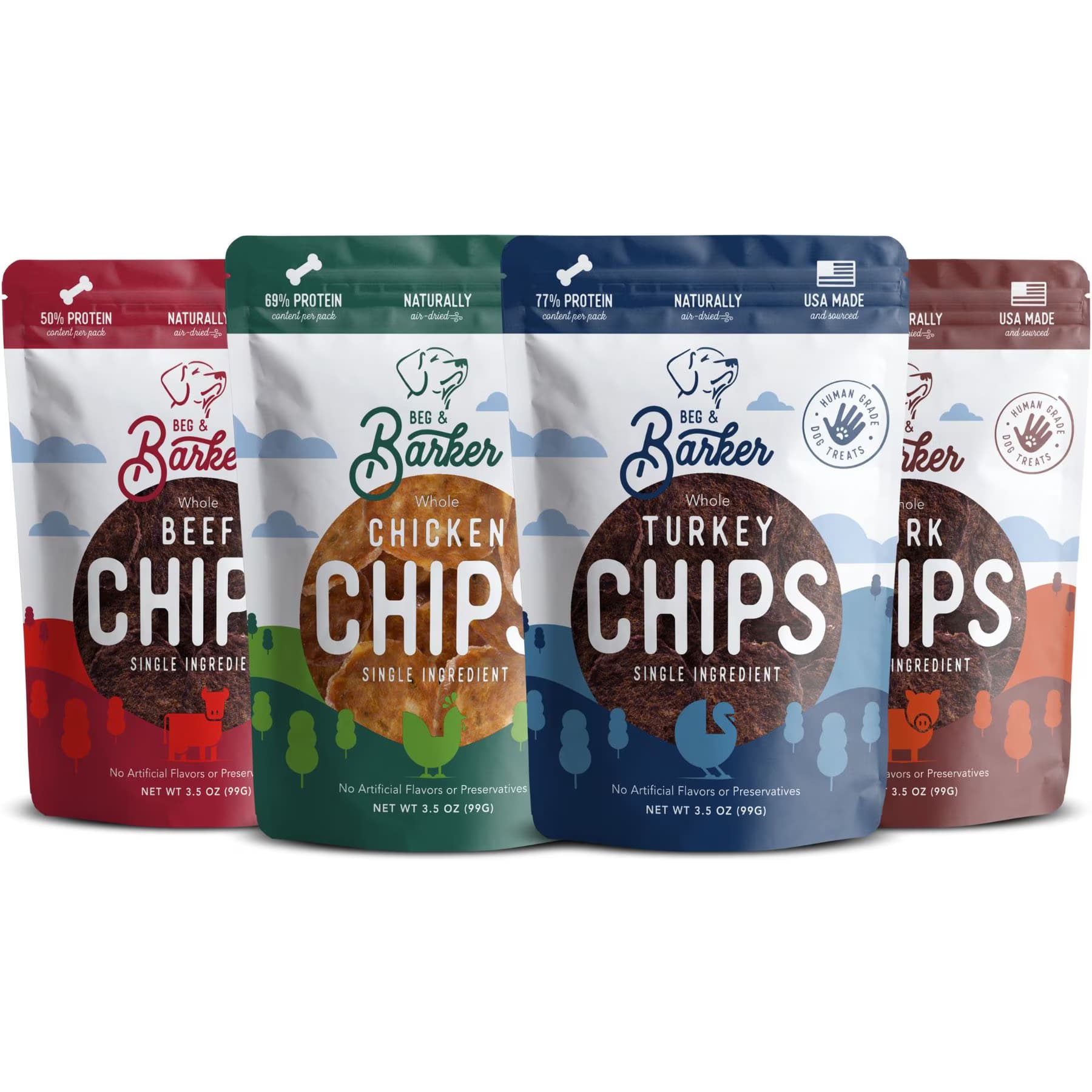 Beg & Barker Beg & Barker The Farmyard & Pasture Variety Whole Chicken Turkey & Beef Chips Natural Single Ingredient Dog Treats