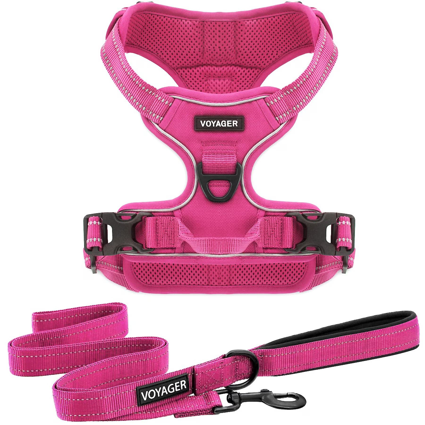Best Pet Supplies Best Pet Supplies Voyager Dual Attachment Outdoor Dog Harness & Leash Bundle, Fuchsia, X-Small