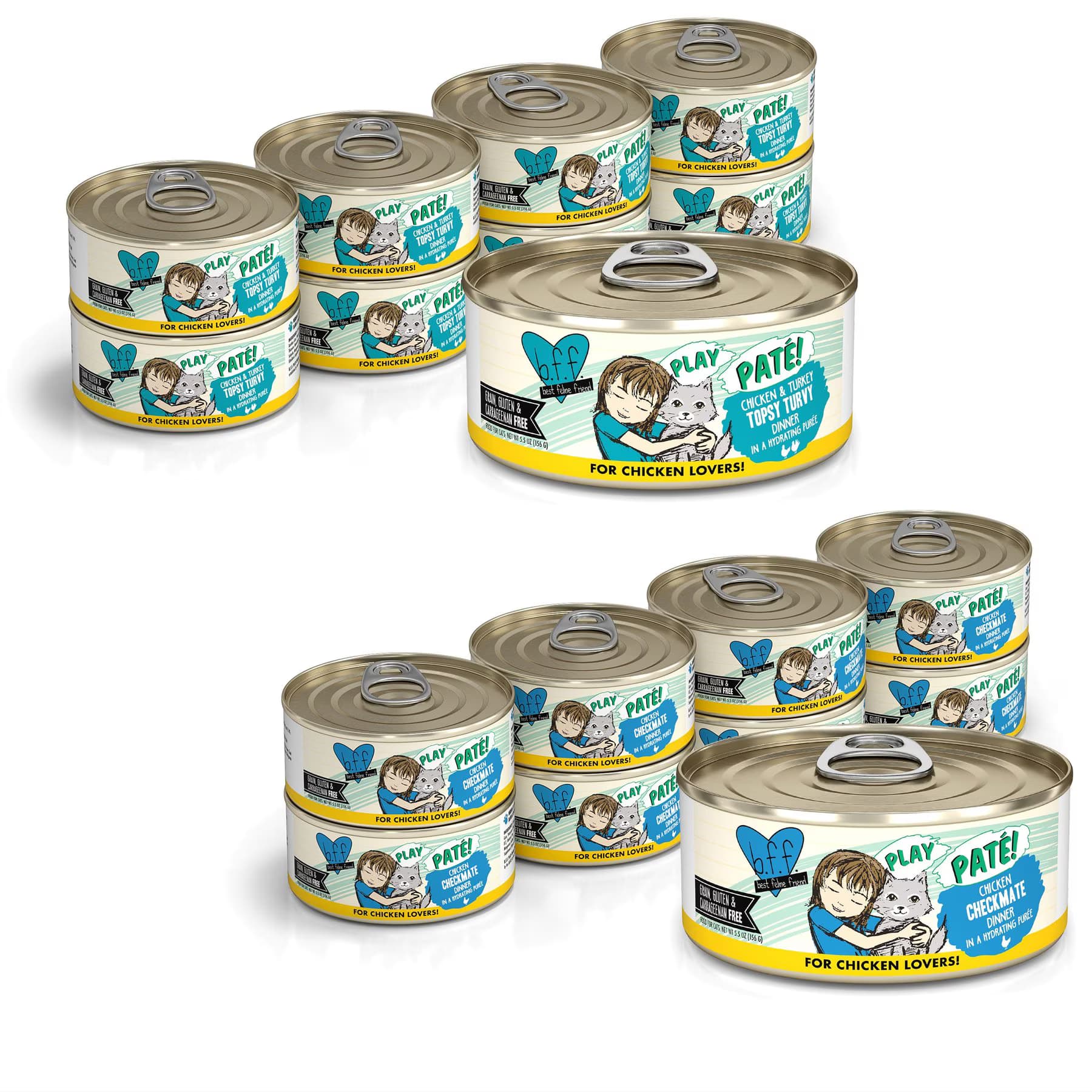 BFF BFF Play Pate Lovers Chicken Checkmate + Play Pate Lovers Chicken & Turkey Topsy Turvy Wet Cat Food