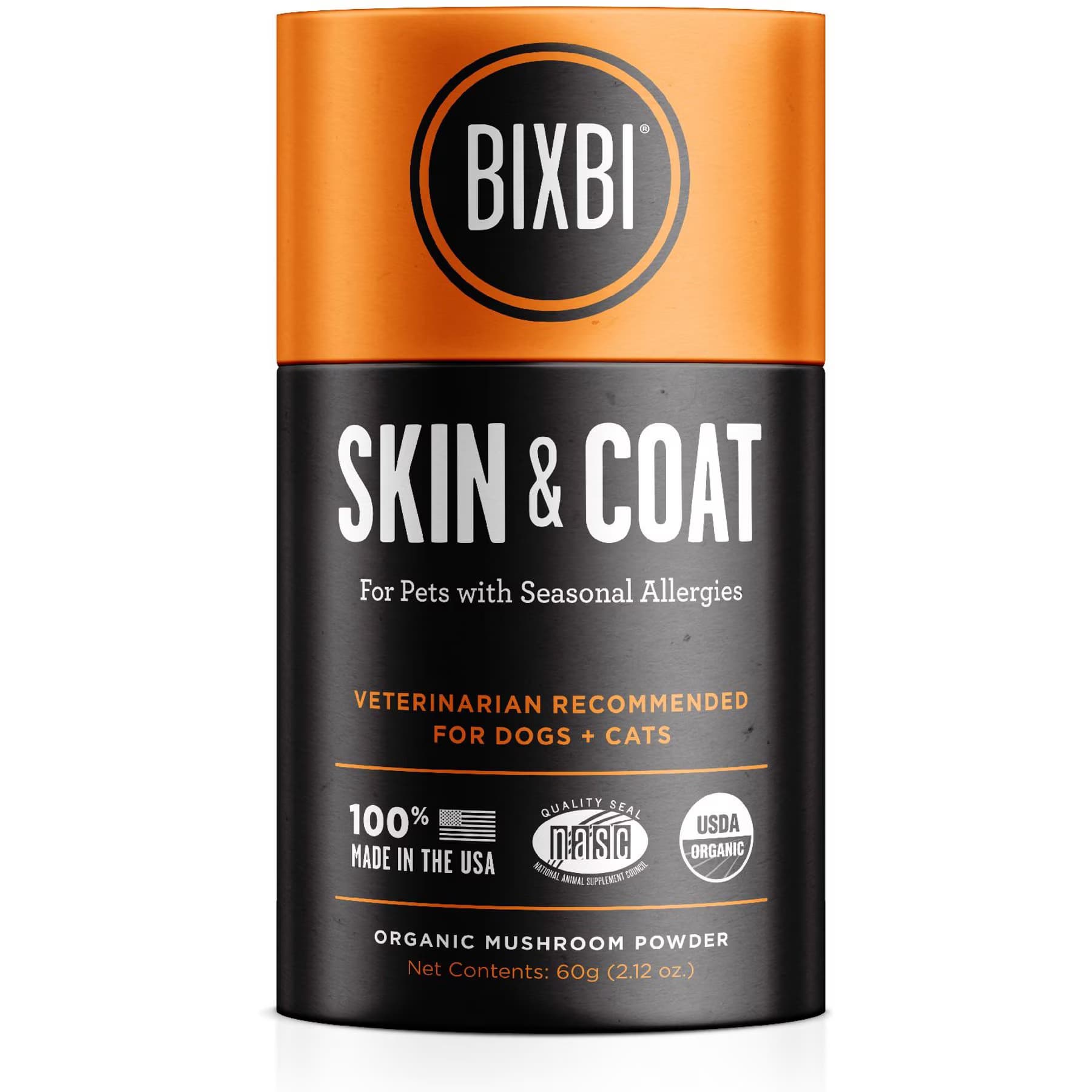 BIXBI BIXBI Organic Pet Superfood Skin & Coat Daily Dog & Cat Supplement, 2.12-oz jar