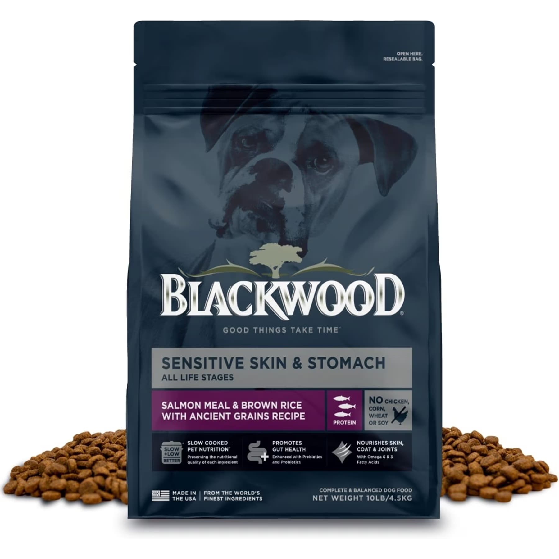 Blackwood Sensitive Skin & Stomach Salmon Meal & Brown Rice with Ancient Grains All Life Stages Dry Dog Food, 48-lb bundle — view 3