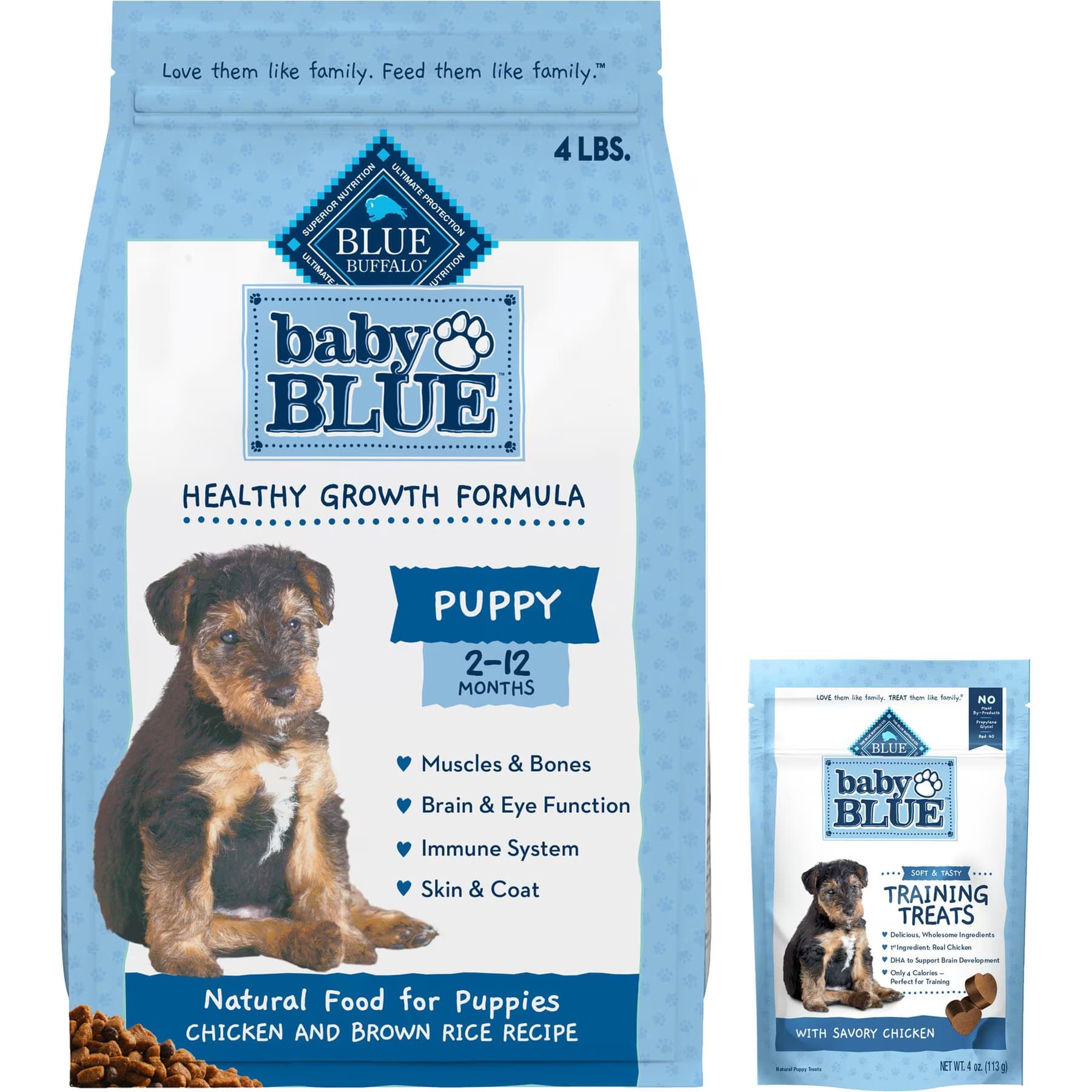 Blue Buffalo Baby BLUE Healthy Growth Formula Natural Puppy Dry Dog Food, Chicken & Brown Rice Recipe 24-lb + Training Treats Natural Puppy Soft Treats, Savory Chicken — view 2
