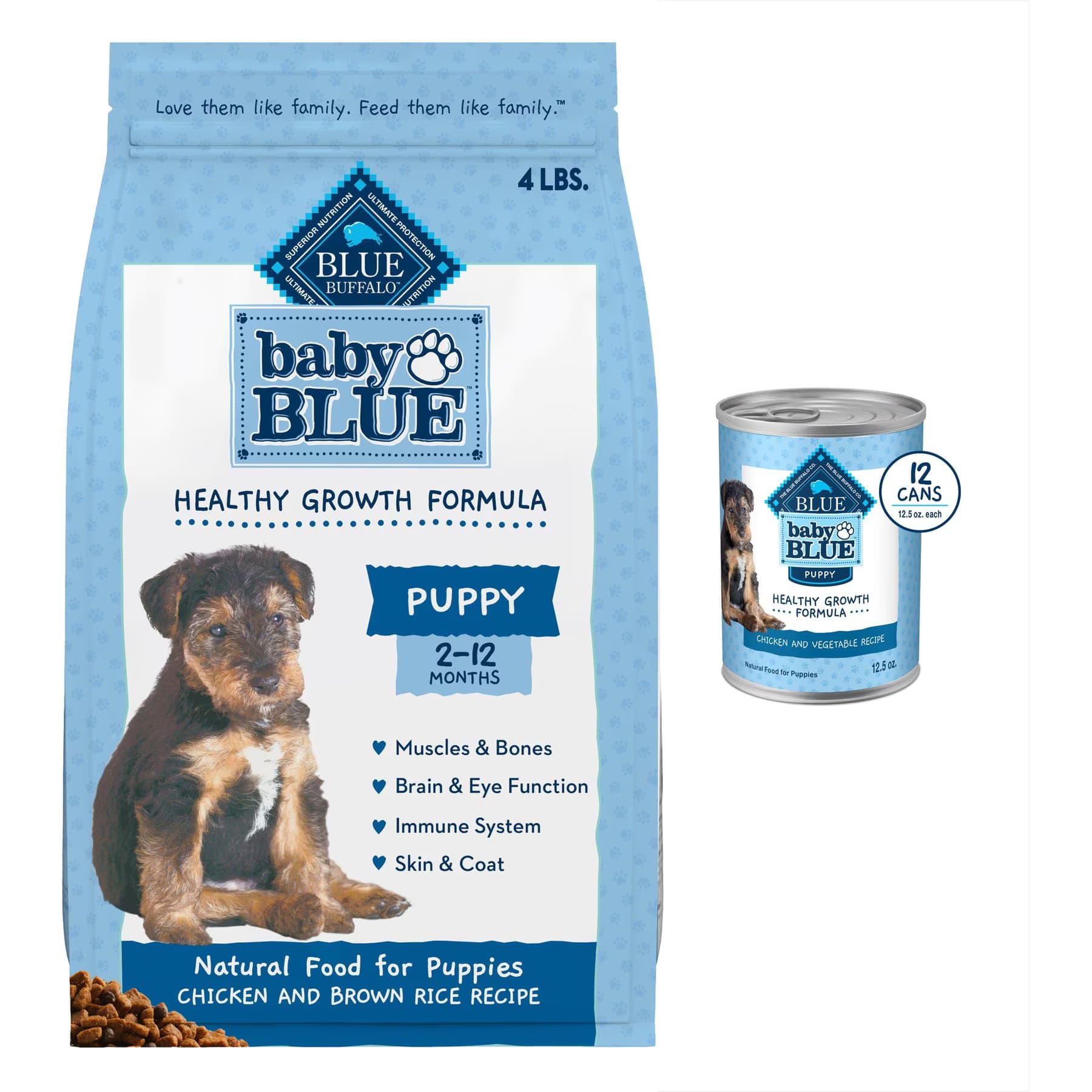 Blue Buffalo Baby BLUE Healthy Growth Formula Natural Puppy Dry Dog Food, Chicken & Brown Rice Recipe 11-lb + Wet Food, Chicken & Vegetable Recipe — view 2