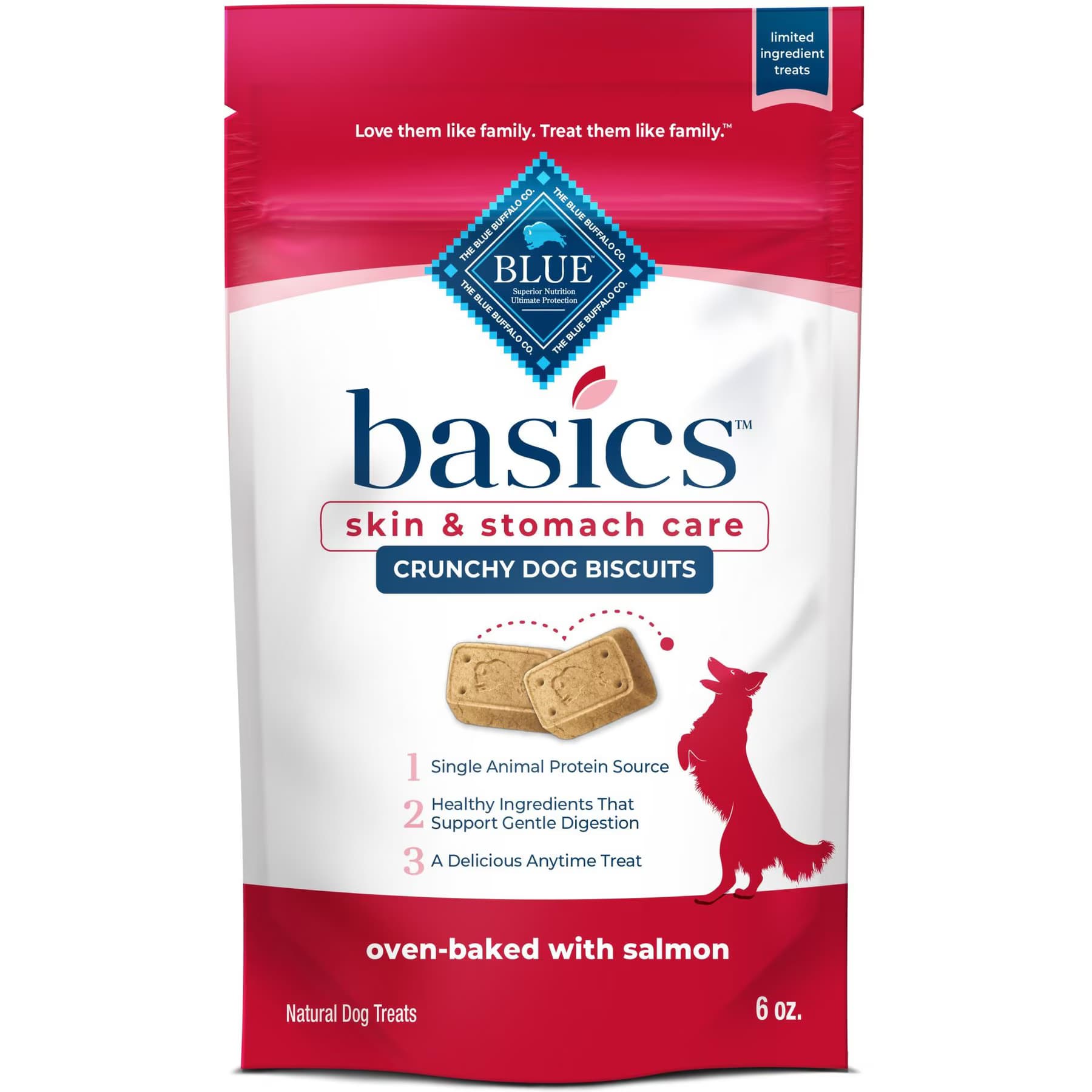 Blue Buffalo Basics Crunchy Dog Biscuits for Skin & Stomach Care Salmon & Potato Recipe Dog Treats, 12-oz bundle — view 2