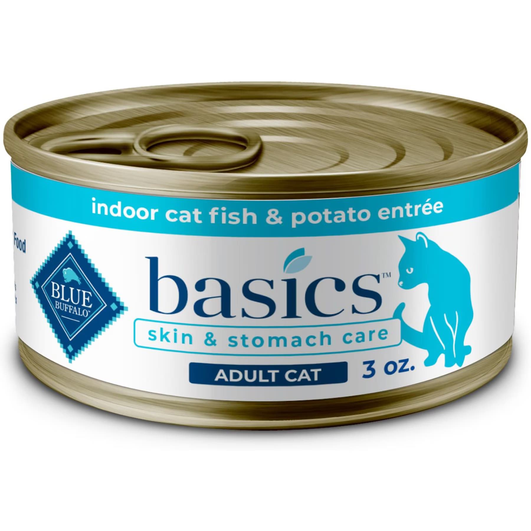 Blue Buffalo Blue Buffalo Basics Skin & Stomach Care Grain-Free Fish & Potato Entree Indoor Adult Canned Cat Food, 3-oz
