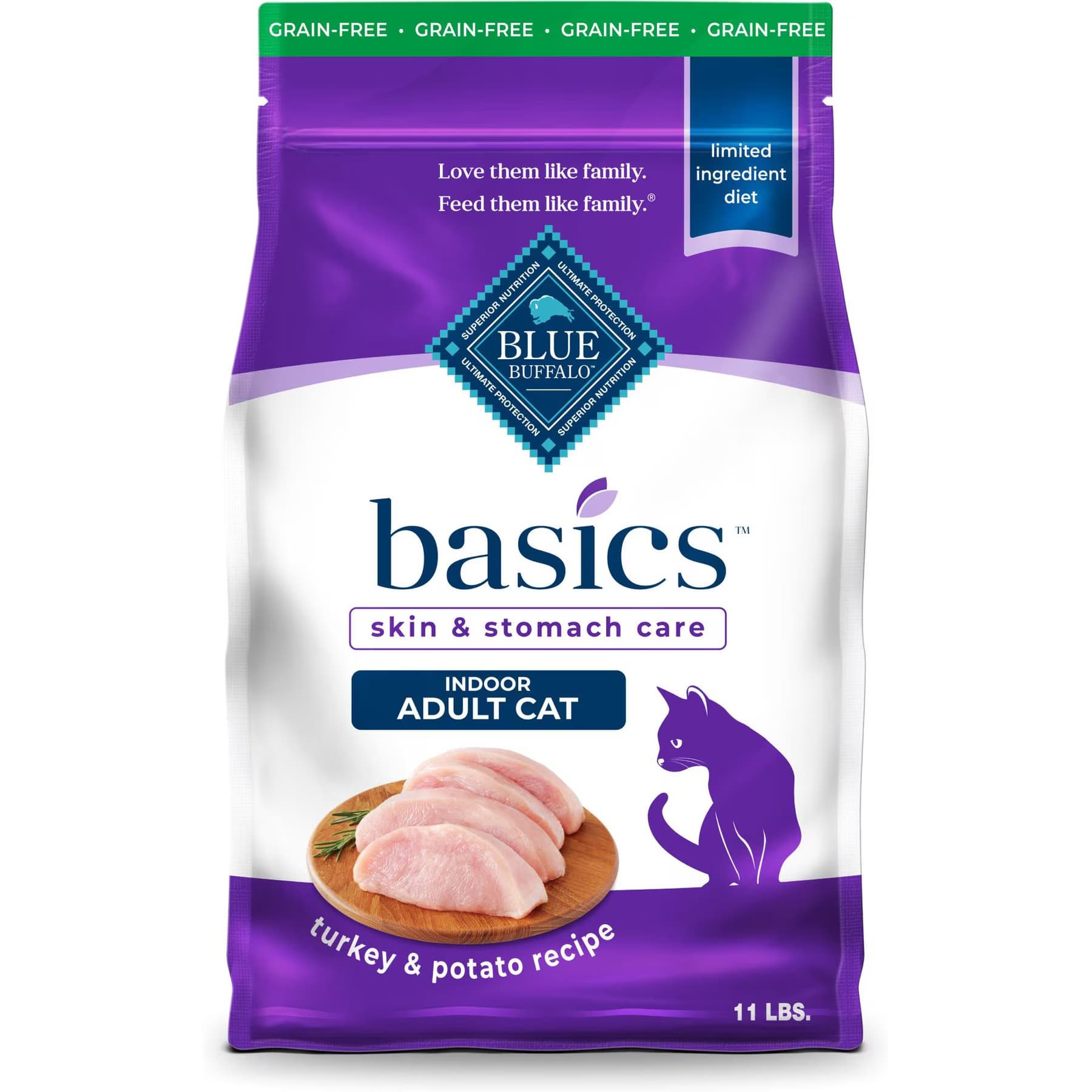 Blue Buffalo Blue Buffalo Basics Limited Ingredient Grain-Free Formula Turkey & Potato Recipe Indoor Adult Dry Cat Food