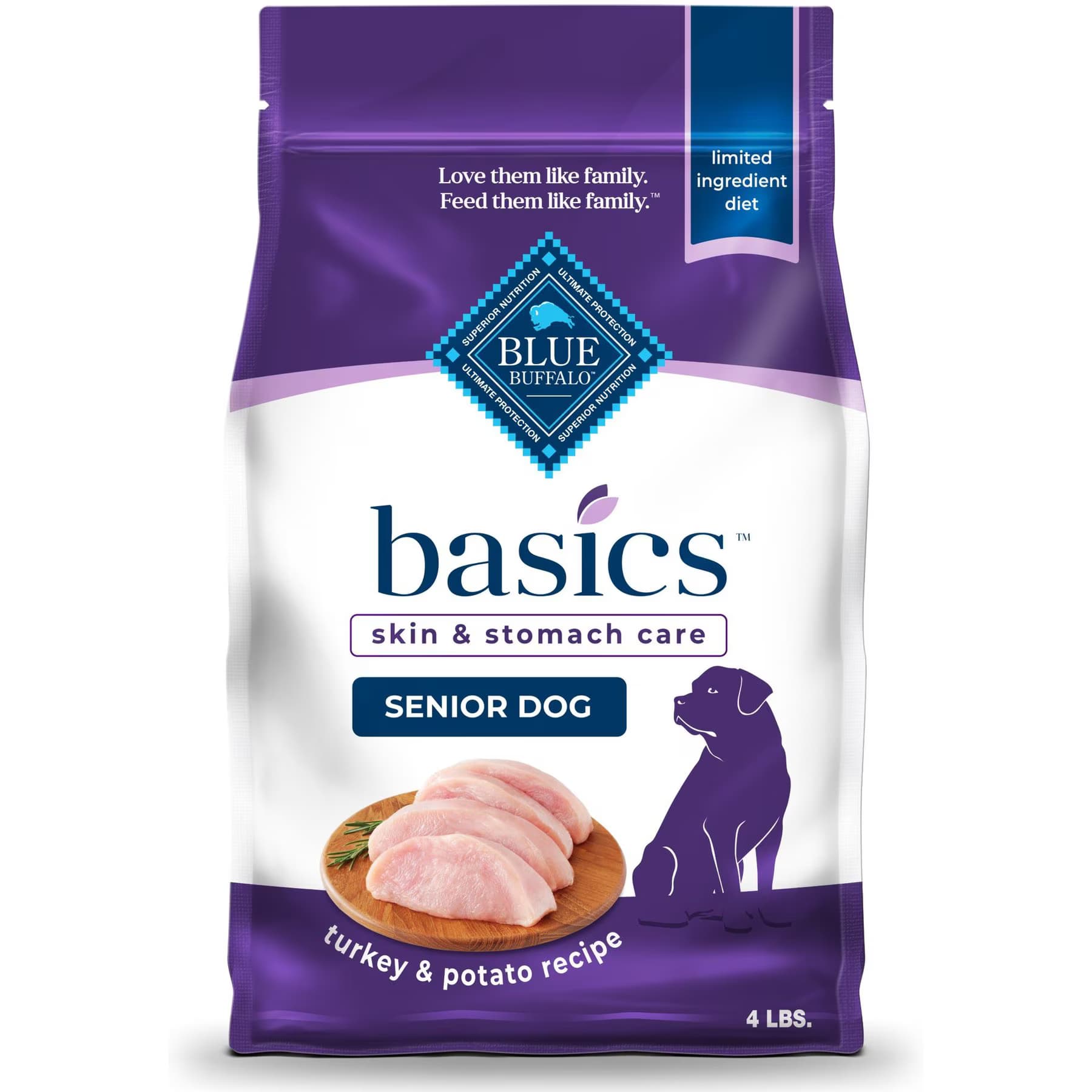 Blue Buffalo Basics Skin & Stomach Care Turkey & Potato Recipe Senior Dry Dog Food — view 2