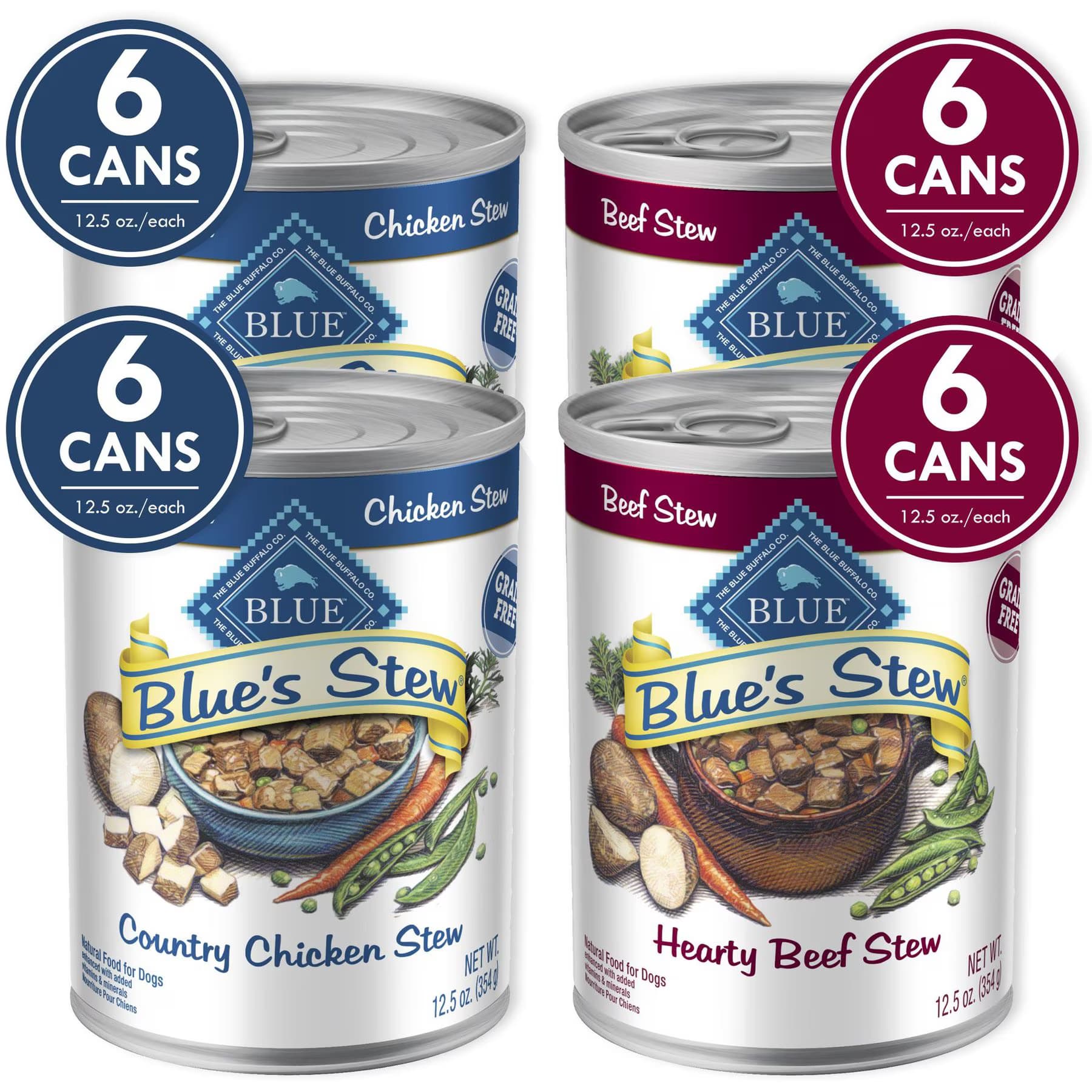 Blue Buffalo Blue's Stews Grain-Free Chicken & Beef Variety Pack Adult Chicken and Beef Variety Pack Wet Dog Food — view 2