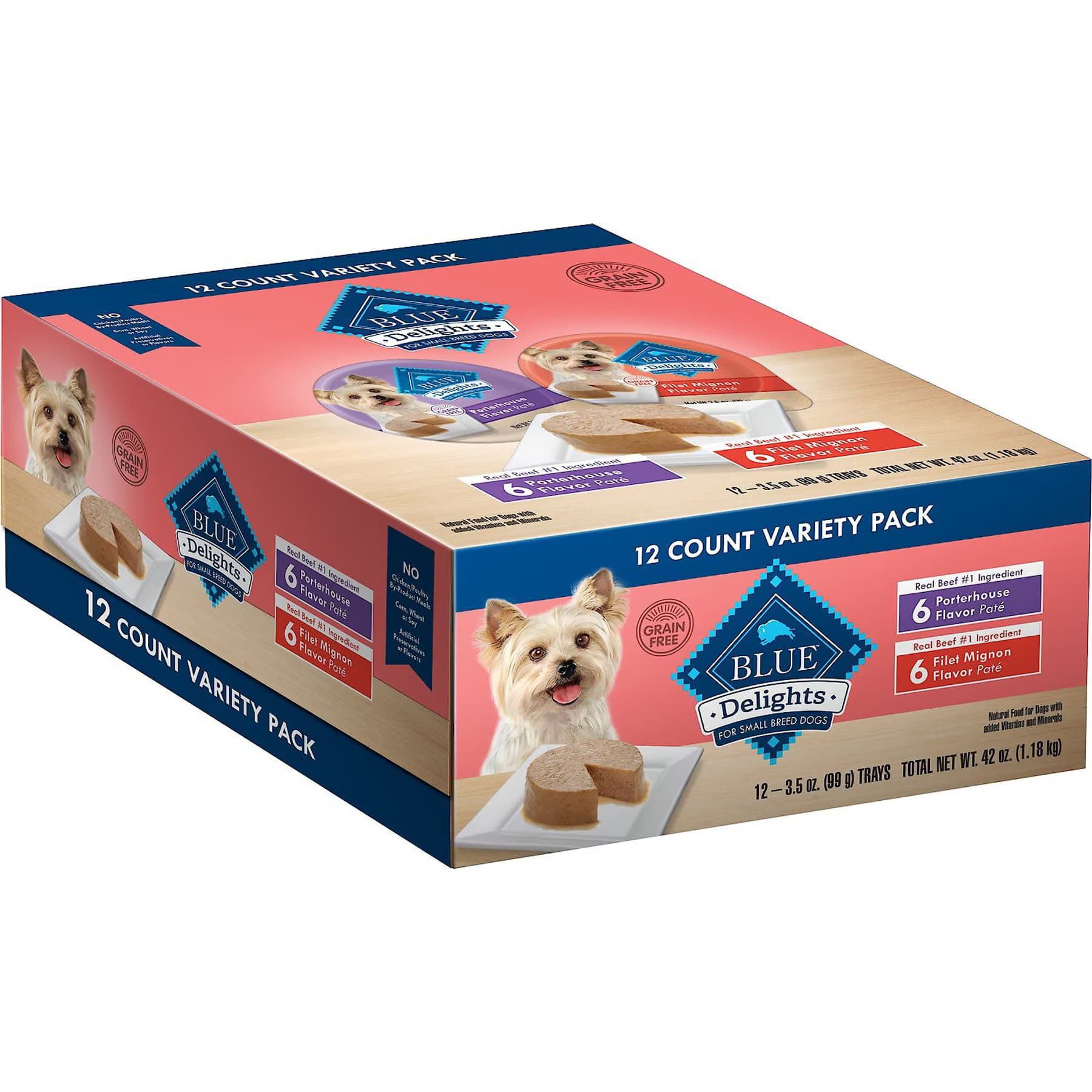 Blue Buffalo Blue Buffalo Divine Delights Pate Small Breed Variety Pack Filet Mignon & Porterhouse Flavor Dog Food Trays — Filet Mignon & Porterhouse Variety Pack
