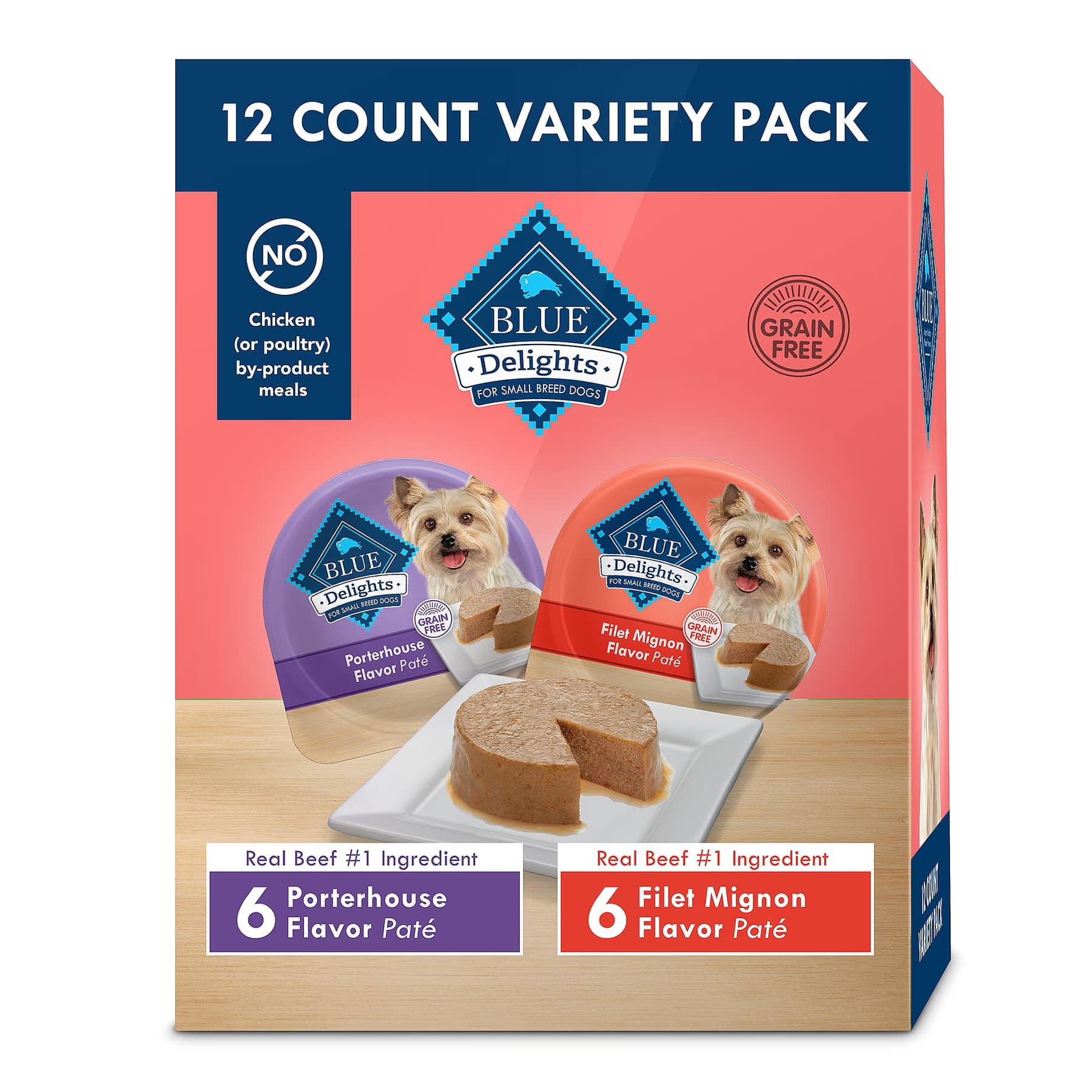 Blue Buffalo Divine Delights Pate Small Breed Variety Pack Filet Mignon & Porterhouse Flavor Dog Food Trays — Filet Mignon & Porterhouse Variety Pack — view 2