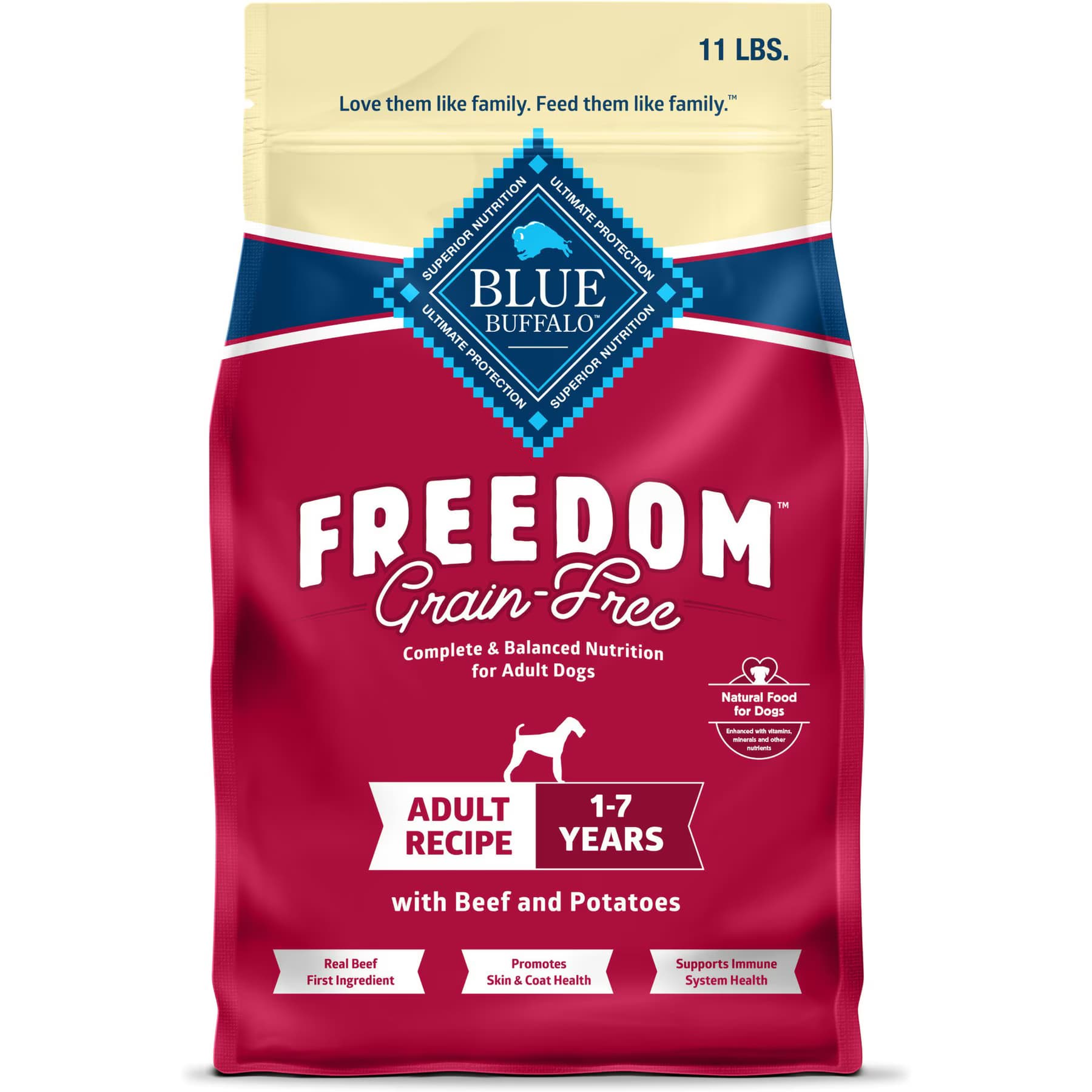 Blue Buffalo Freedom Complete & Balanced Nutrition Adult Grain-Free Beef & Potatoes Dry Dog Food, 12-lb bundle — view 3