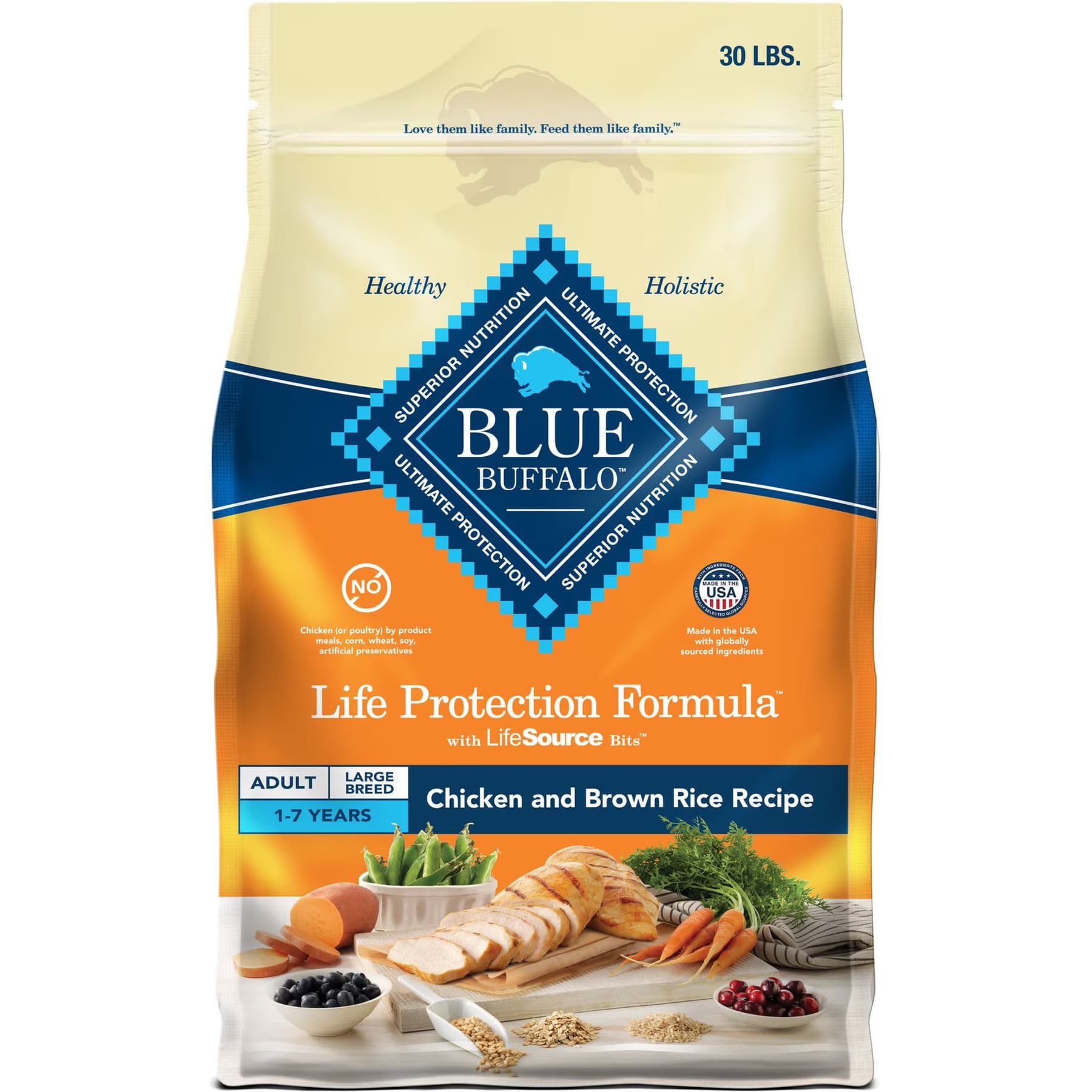 Blue Buffalo Blue Buffalo Life Protection Formula Large Breed Adult Chicken & Brown Rice Recipe Dry Dog Food, 68-lb bundle