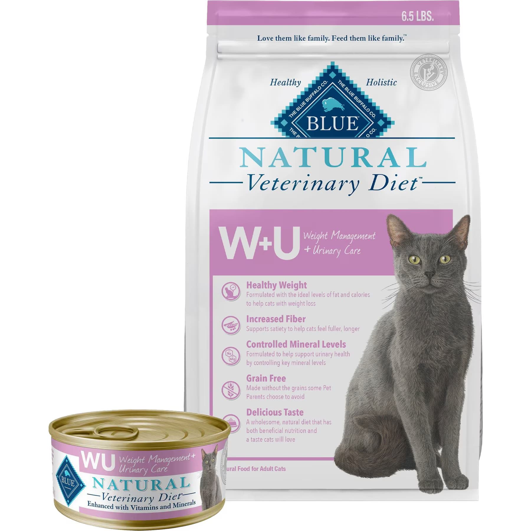 Blue Buffalo Natural Veterinary Diet Blue Buffalo Natural Veterinary Diet W+U Weight Management + Urinary Care Grain-Free Canned Cat Food, 5.5-oz