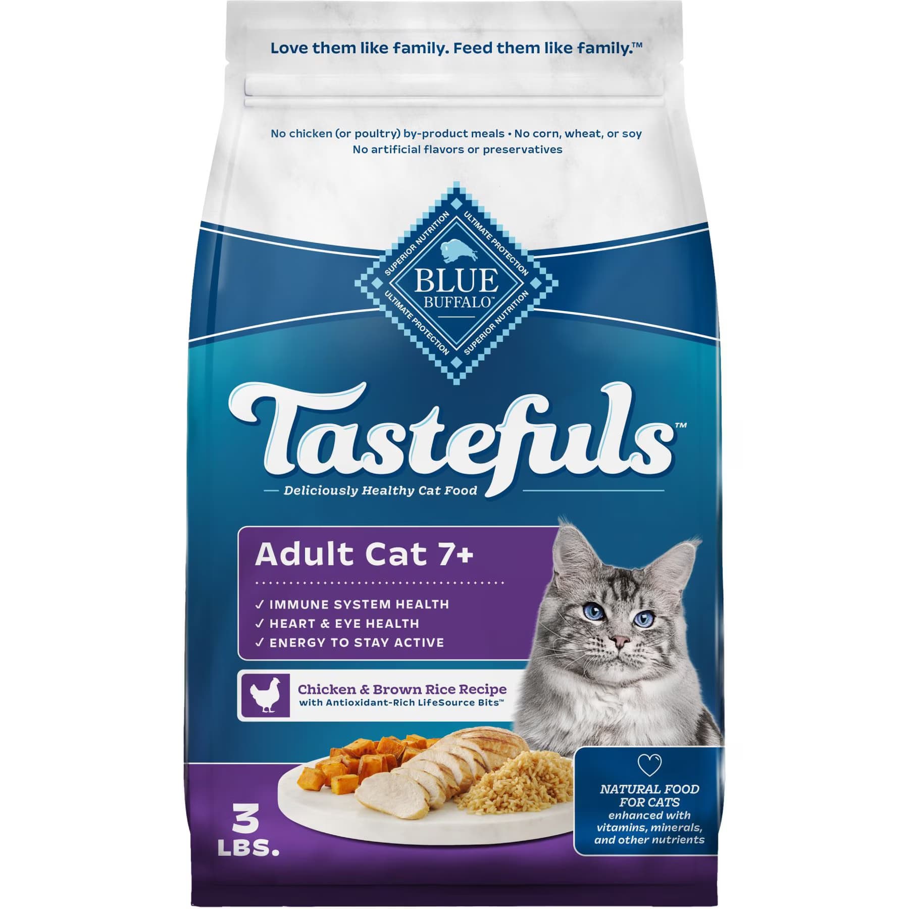 Blue Buffalo Tastefuls Chicken & Brown Rice Recipe Adult 7+ Dry Cat Food — view 4