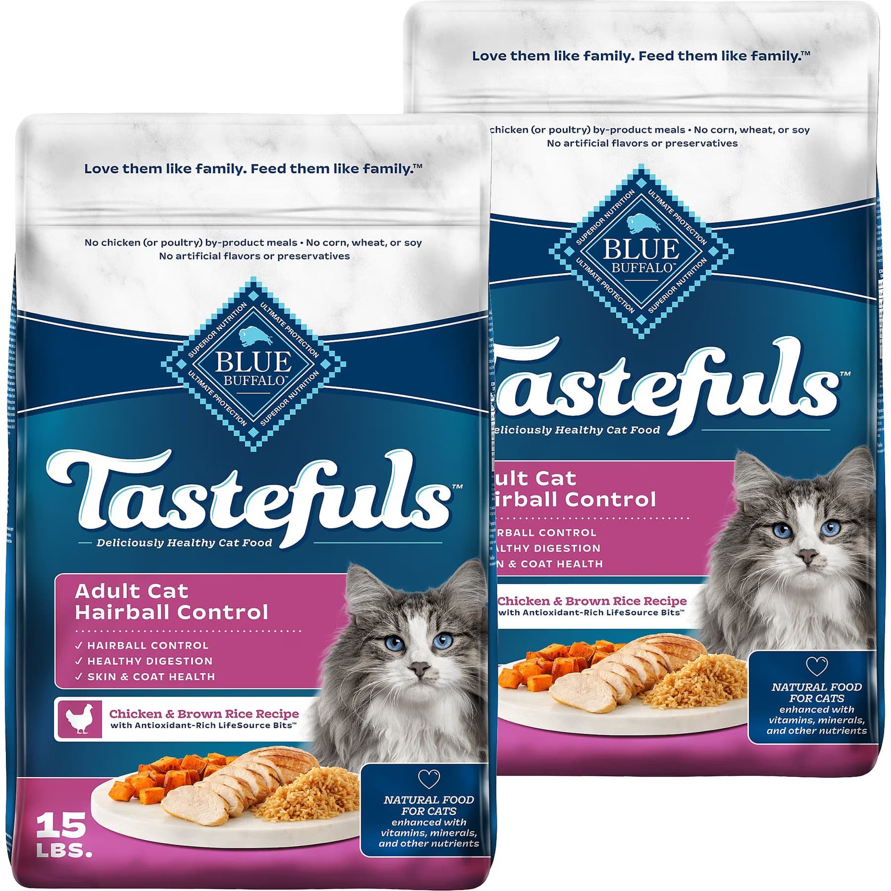Blue Buffalo Blue Buffalo Tastefuls Chicken & Brown Rice Recipe Hairball Control Adult Dry Cat Food, 30-lb bundle