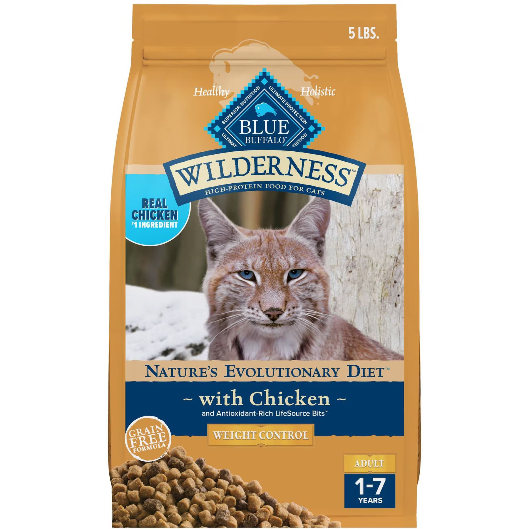 Blue Buffalo Blue Buffalo Wilderness Chicken High-Protein Weight Control Grain-Free Adult Dry Cat Food, 22-lb bundle